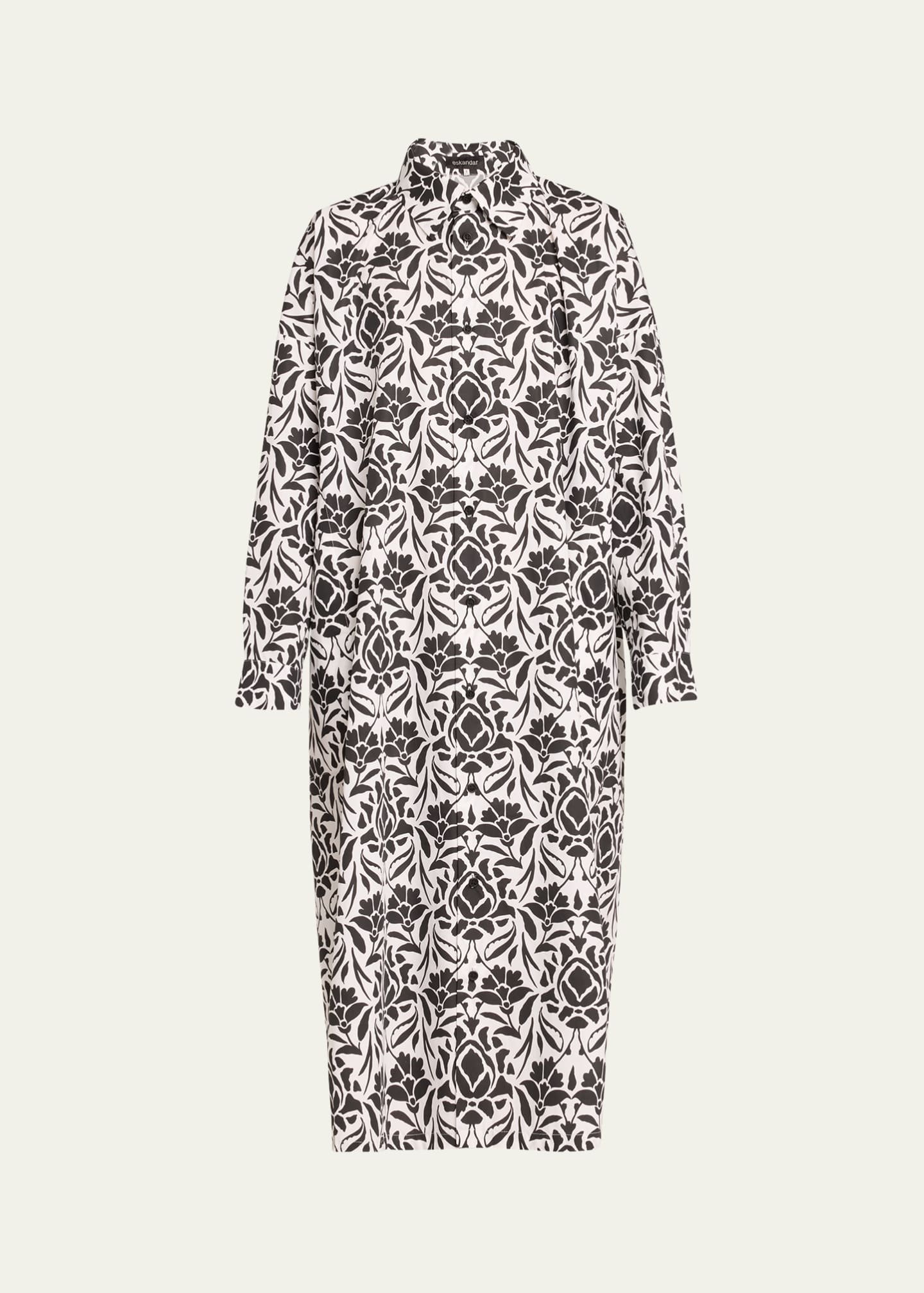 Eskandar Printed Wide A-line Shirtdress Image 1 of 5
