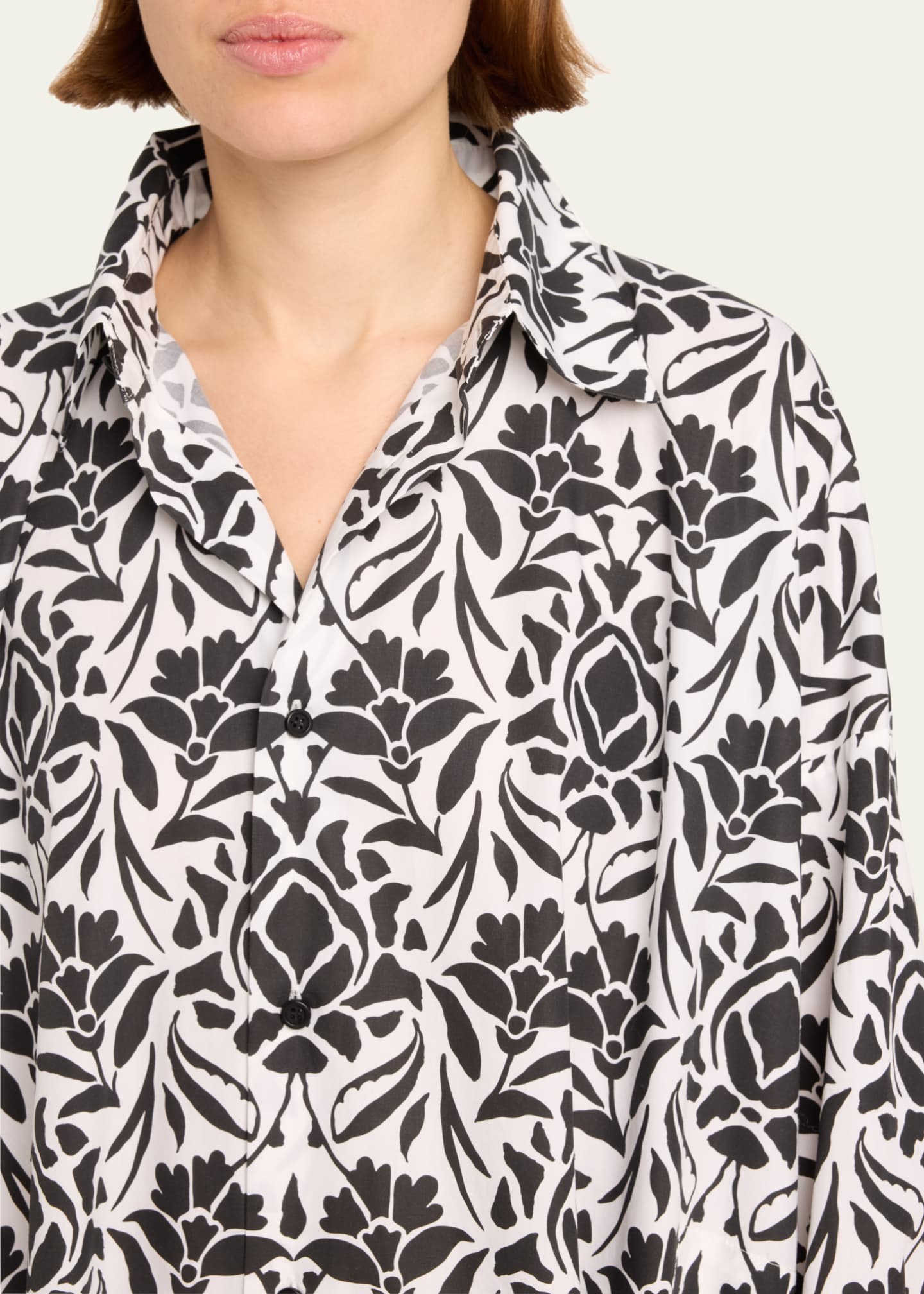 Eskandar Printed Wide A-line Shirtdress Image 5 of 5