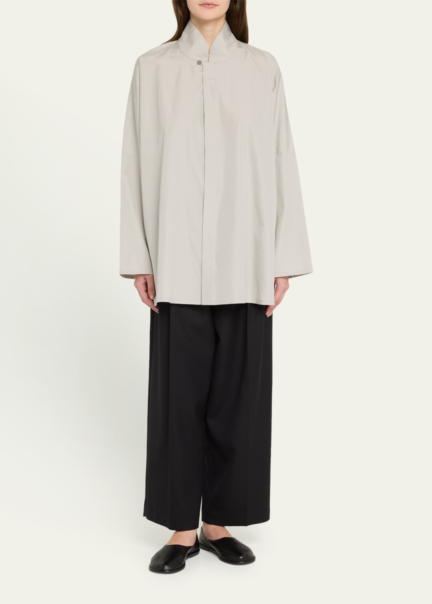 Eskandar Chinese Imperial Shirt with Chinese Collar (Long Length) Image 2 of 5