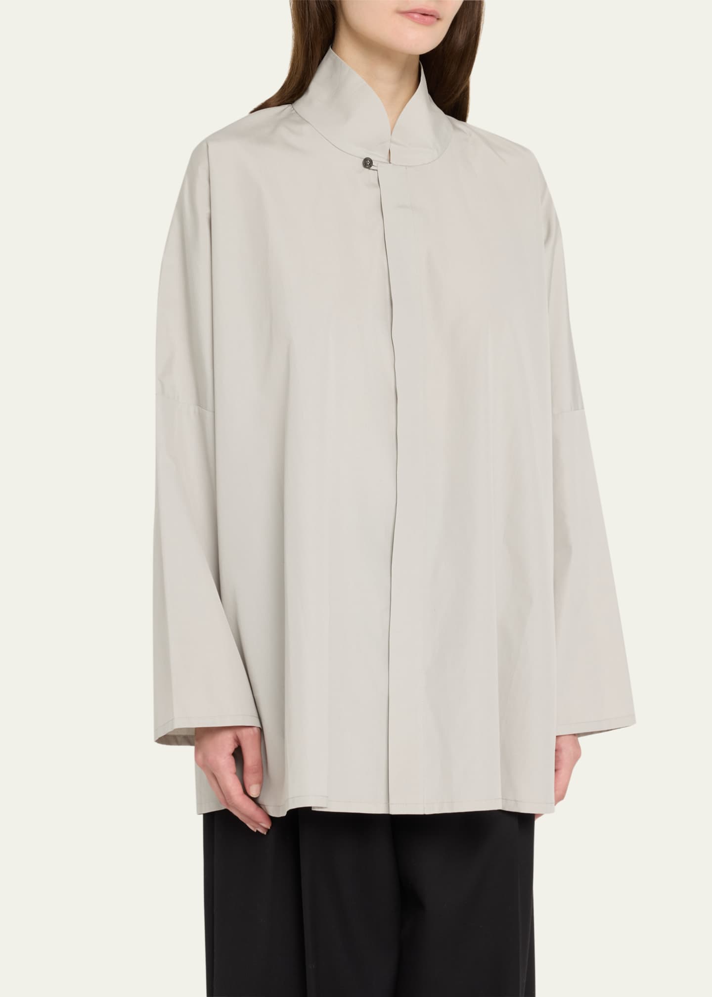 Eskandar Chinese Imperial Shirt with Chinese Collar (Long Length) Image 4 of 5