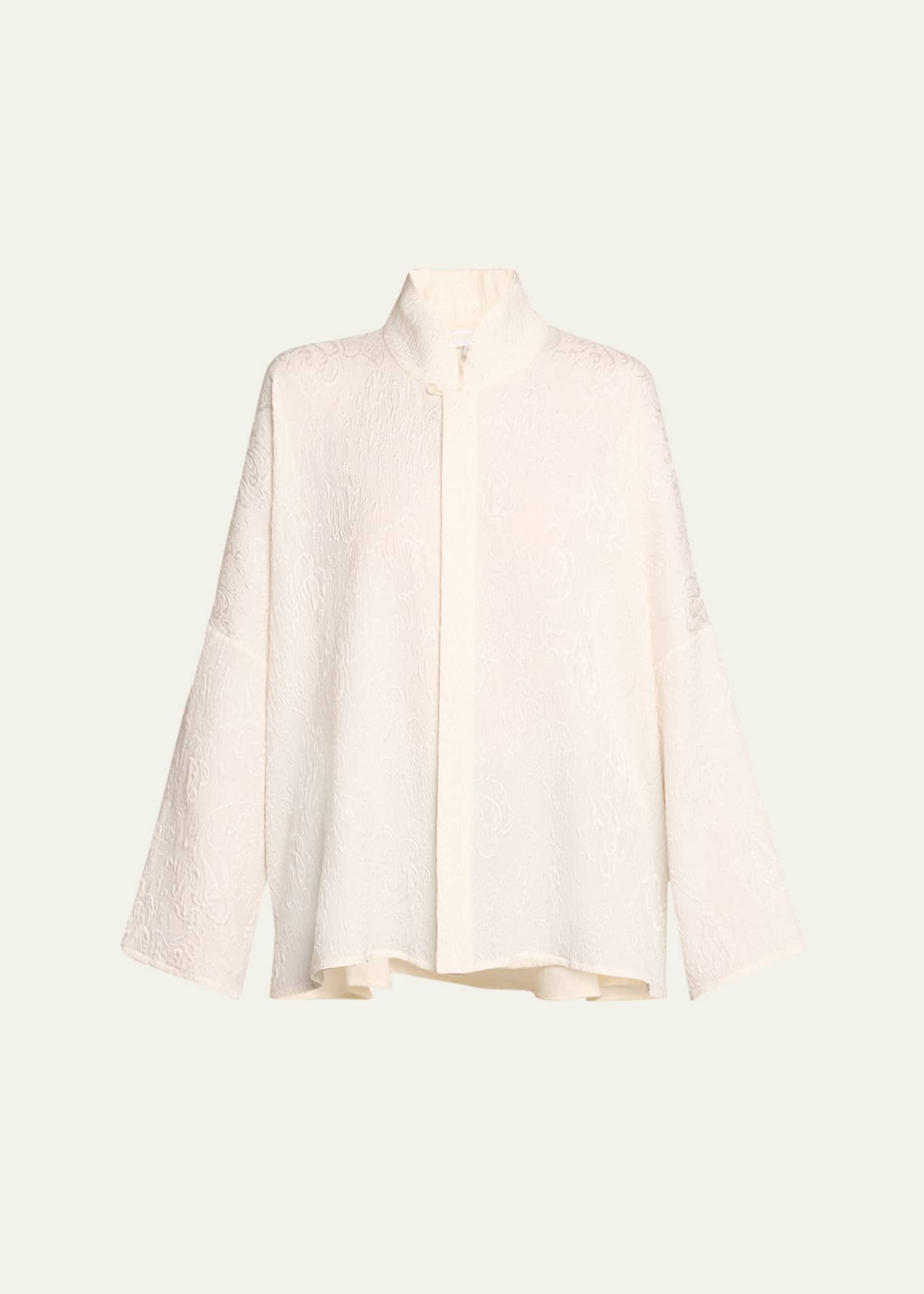 Eskandar Imperial Shirt with Chinese Collar (Mid Length) Image 1 of 5