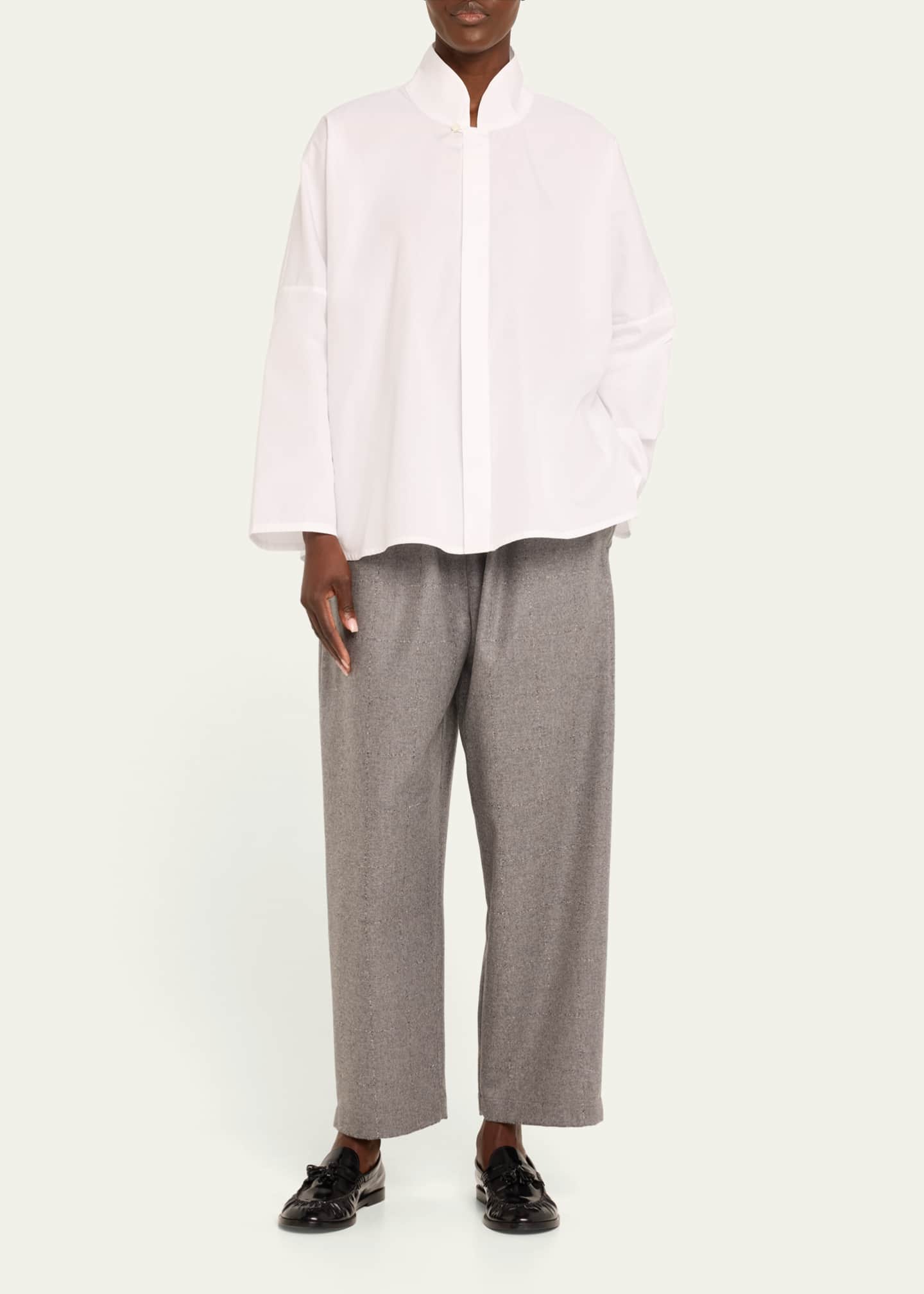 Eskandar Cashmere-Blend Longer Japanese Trousers with Ankle Slits Image 2 of 5