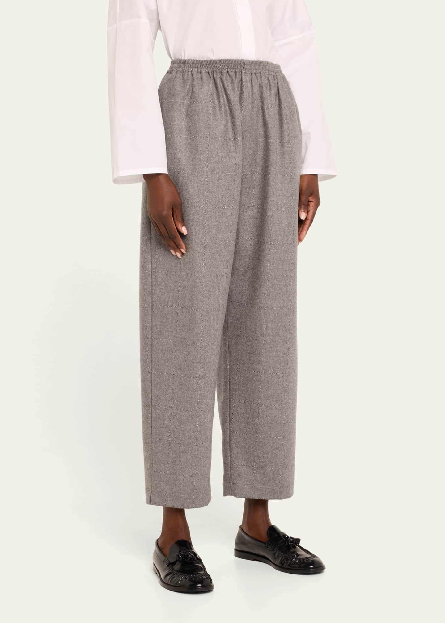 Eskandar Cashmere-Blend Longer Japanese Trousers with Ankle Slits Image 4 of 5