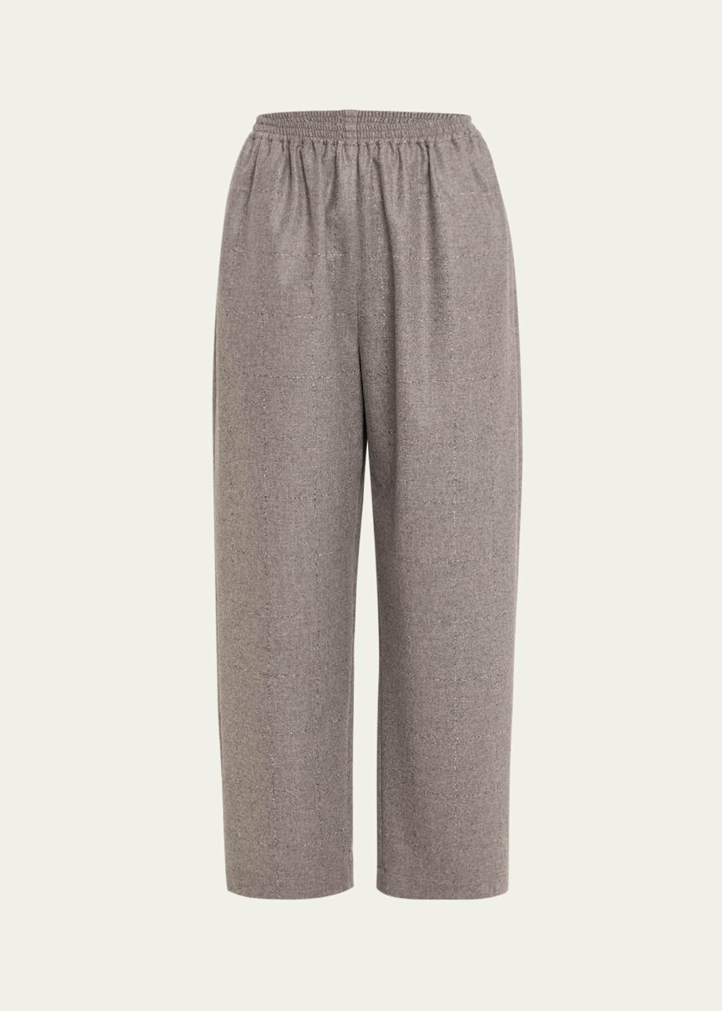 Eskandar Cashmere-Blend Longer Japanese Trousers with Ankle Slits Image 1 of 5