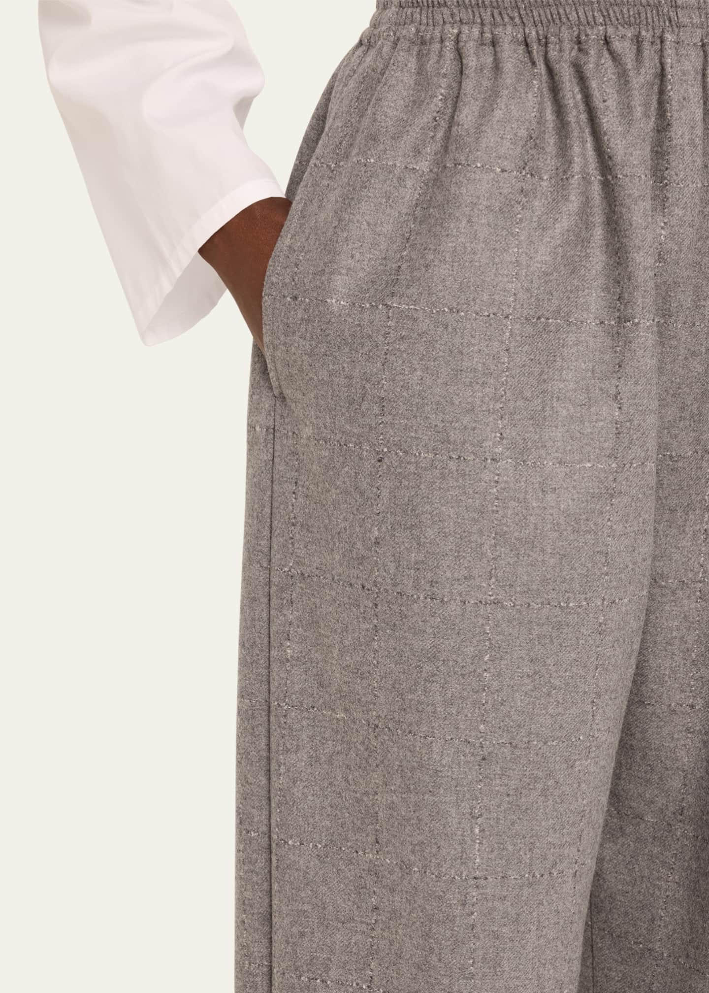 Eskandar Cashmere-Blend Longer Japanese Trousers with Ankle Slits Image 5 of 5