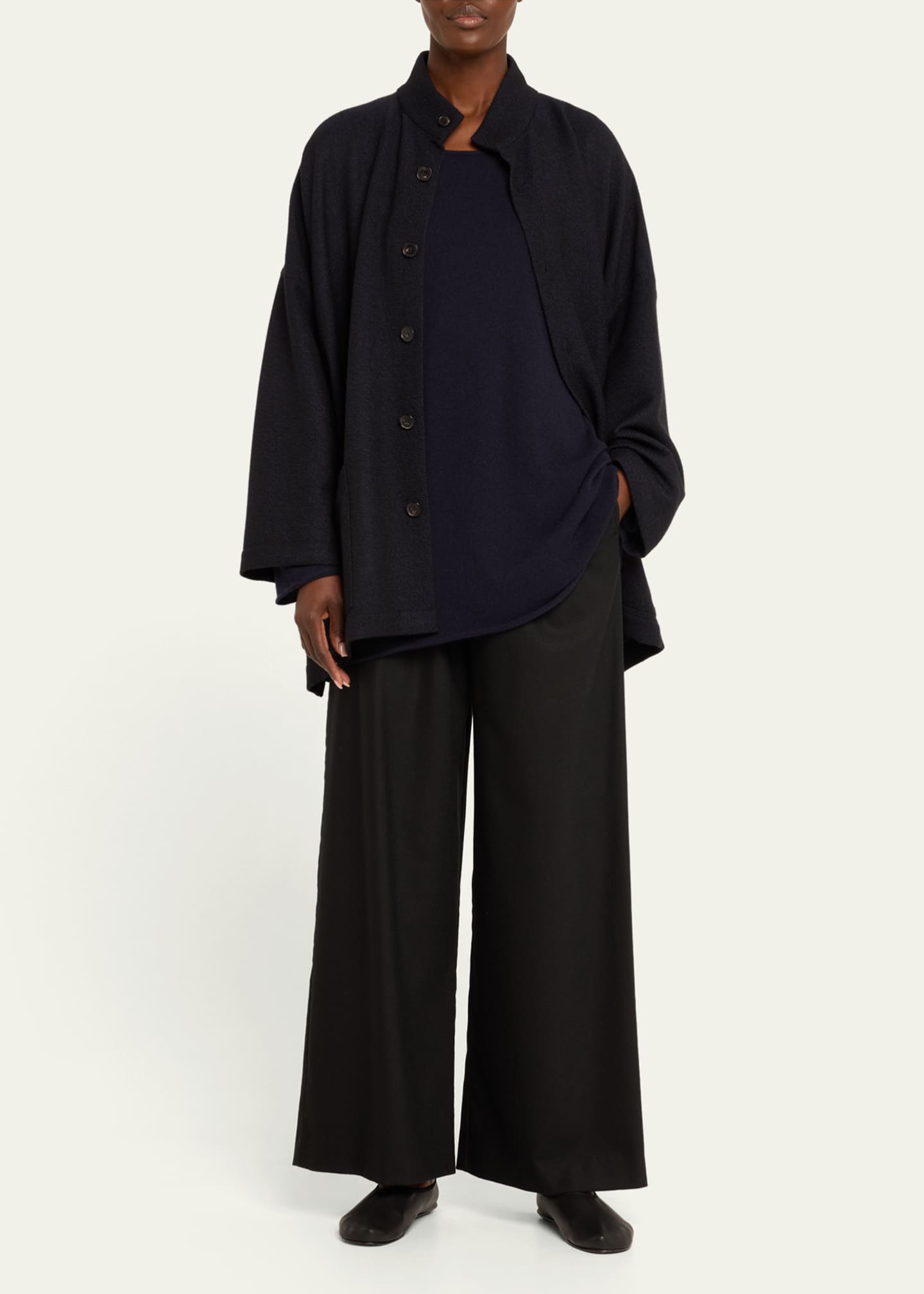 Eskandar Wide Open Stand Collar Jacket (Long Length) - Bergdorf