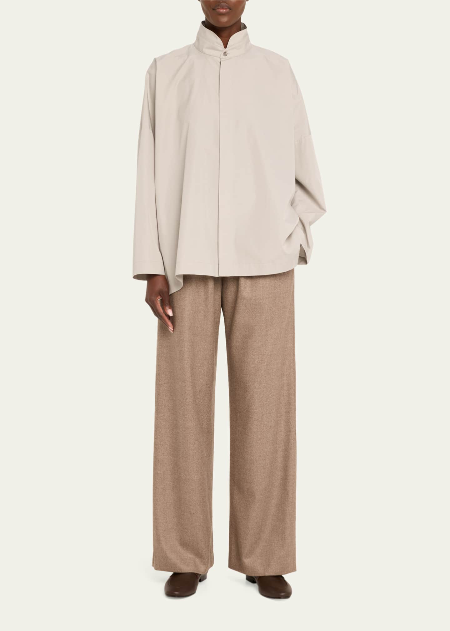 Eskandar Wide Longer-Back Double Stand Collar Shirt (Mid Plus Length) Image 2 of 5
