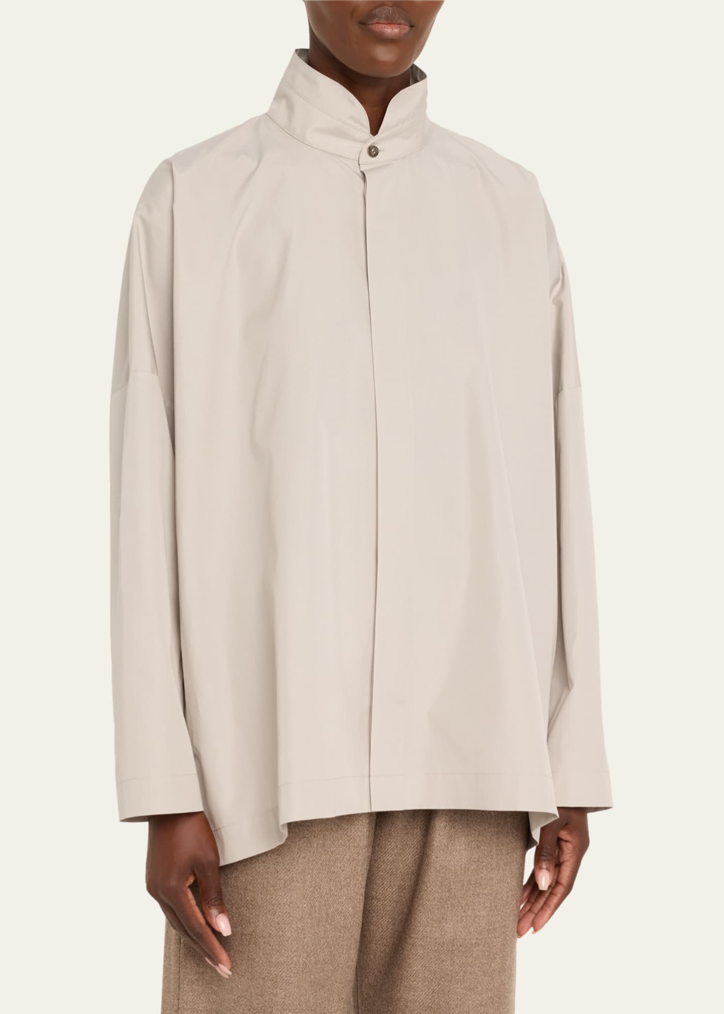 Eskandar Wide Longer-Back Double Stand Collar Shirt (Mid Plus Length) Image 4 of 5