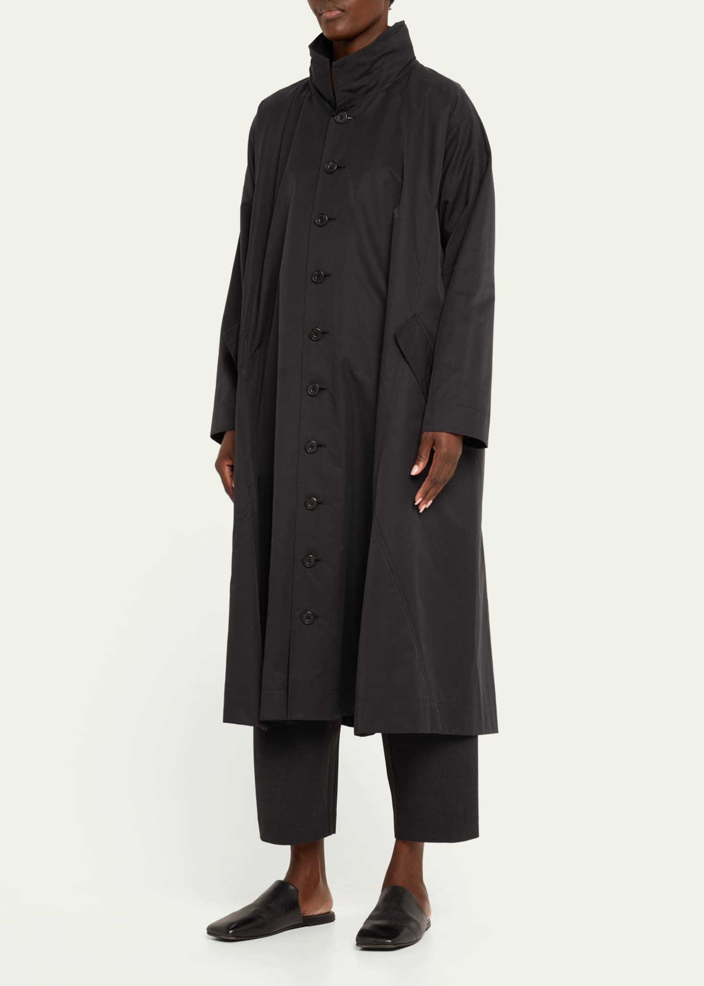 90s eskander × Bergdorf Goodman black Eskandar Caucasus Raincoat with Foldaway Hood (Full Length