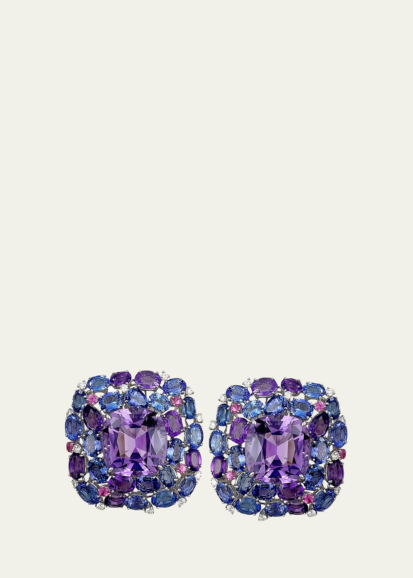 Margot McKinney Jewelry 18K White Gold Amethyst and Diamond Earrings