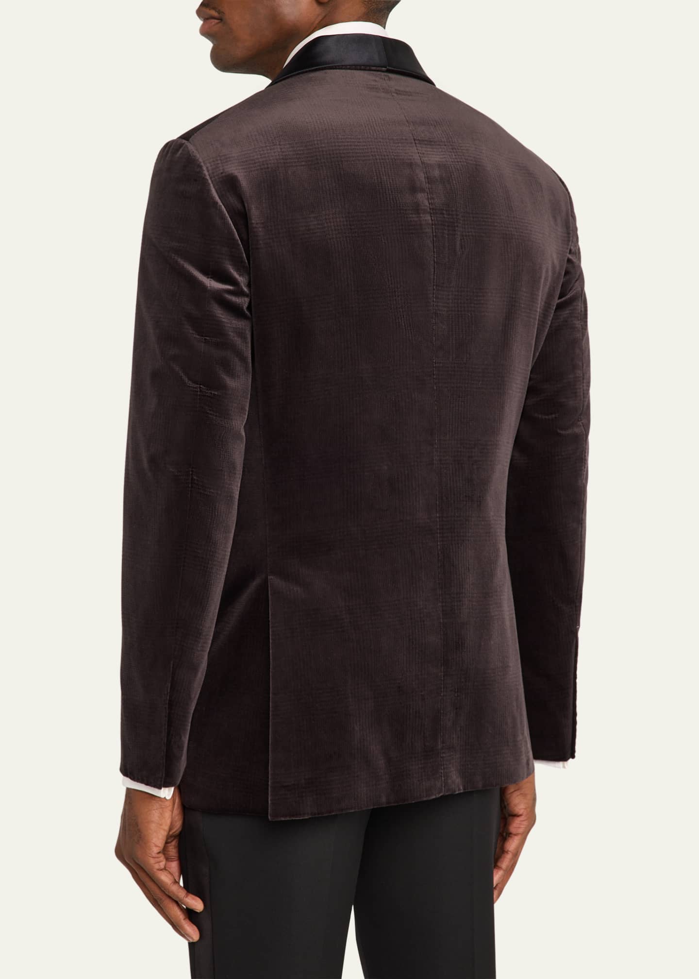 Brunello Cucinelli Men's Plaid Velvet Sport Coat Image 3 of 8