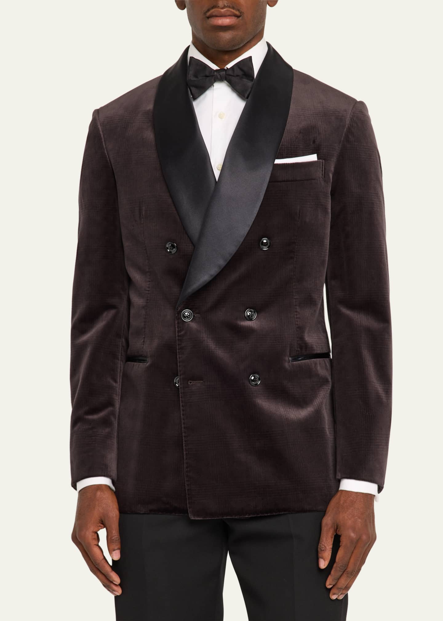 Brunello Cucinelli Men's Plaid Velvet Sport Coat Image 4 of 8