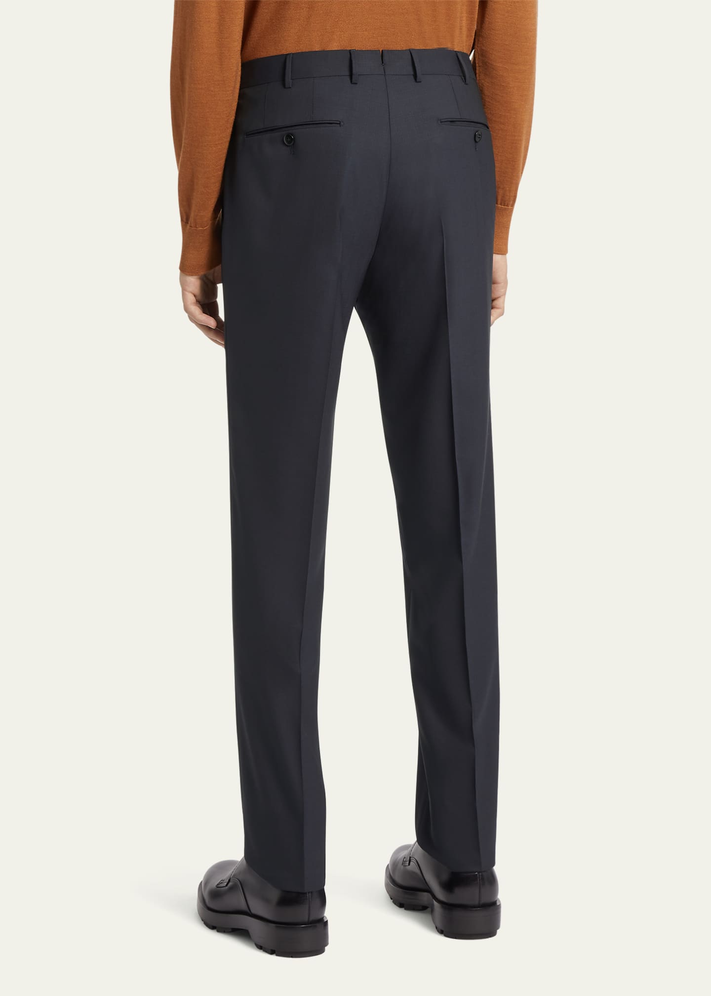 ZEGNA Men's High Performance Flat-Front Trousers Image 2 of 4