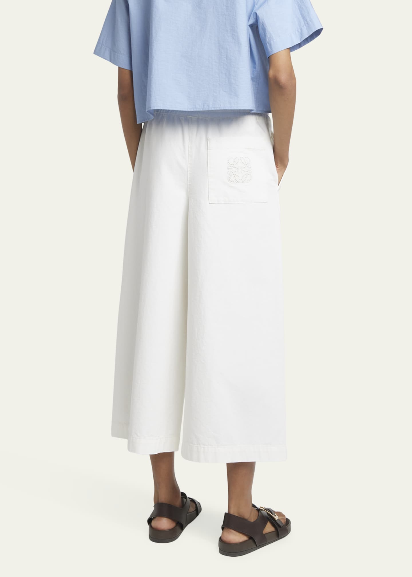 Loewe x Paula Ibiza Anagram Drawstring Wide Leg Cropped Denim Trousers Image 3 of 5