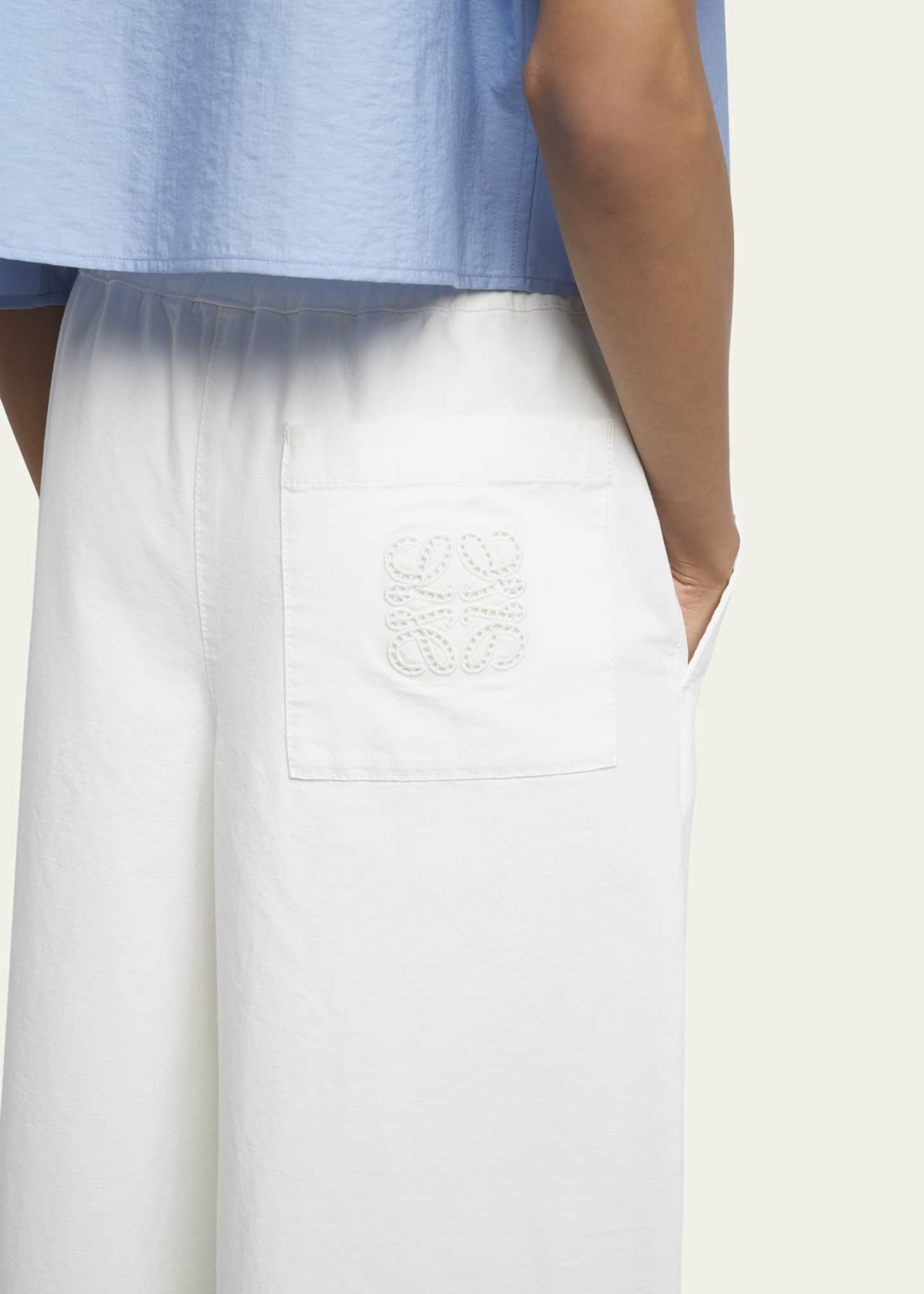 Loewe x Paula Ibiza Anagram Drawstring Wide Leg Cropped Denim Trousers Image 5 of 5