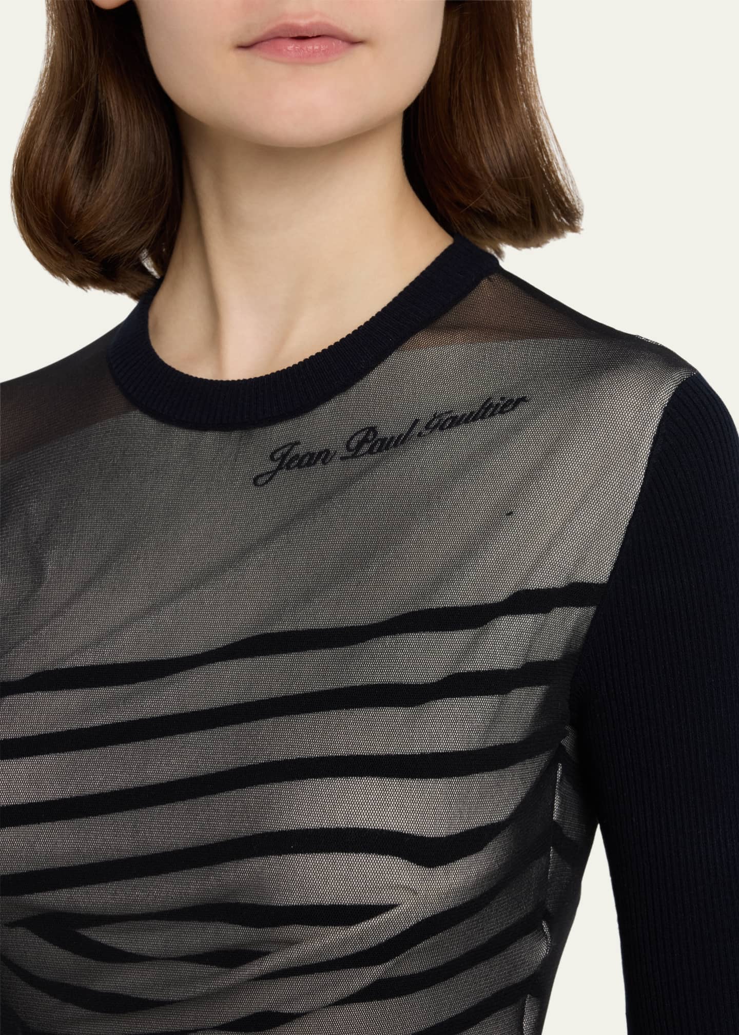 Jean Paul Gaultier Contrasted Mariniere MixedMedia Crop Top Bergdorf