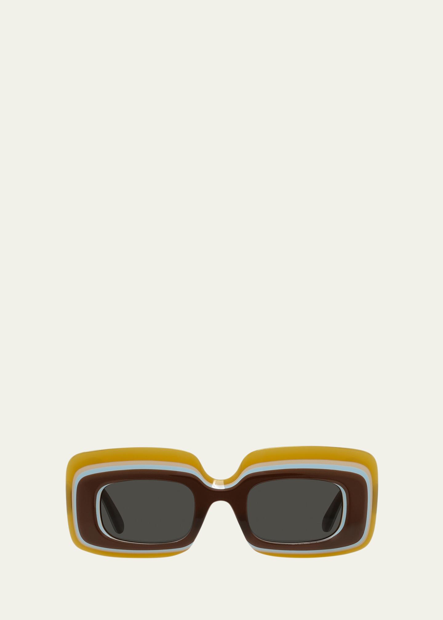 LOEWE Multicolor Curved Logo Acetate Rectangle Sunglasses