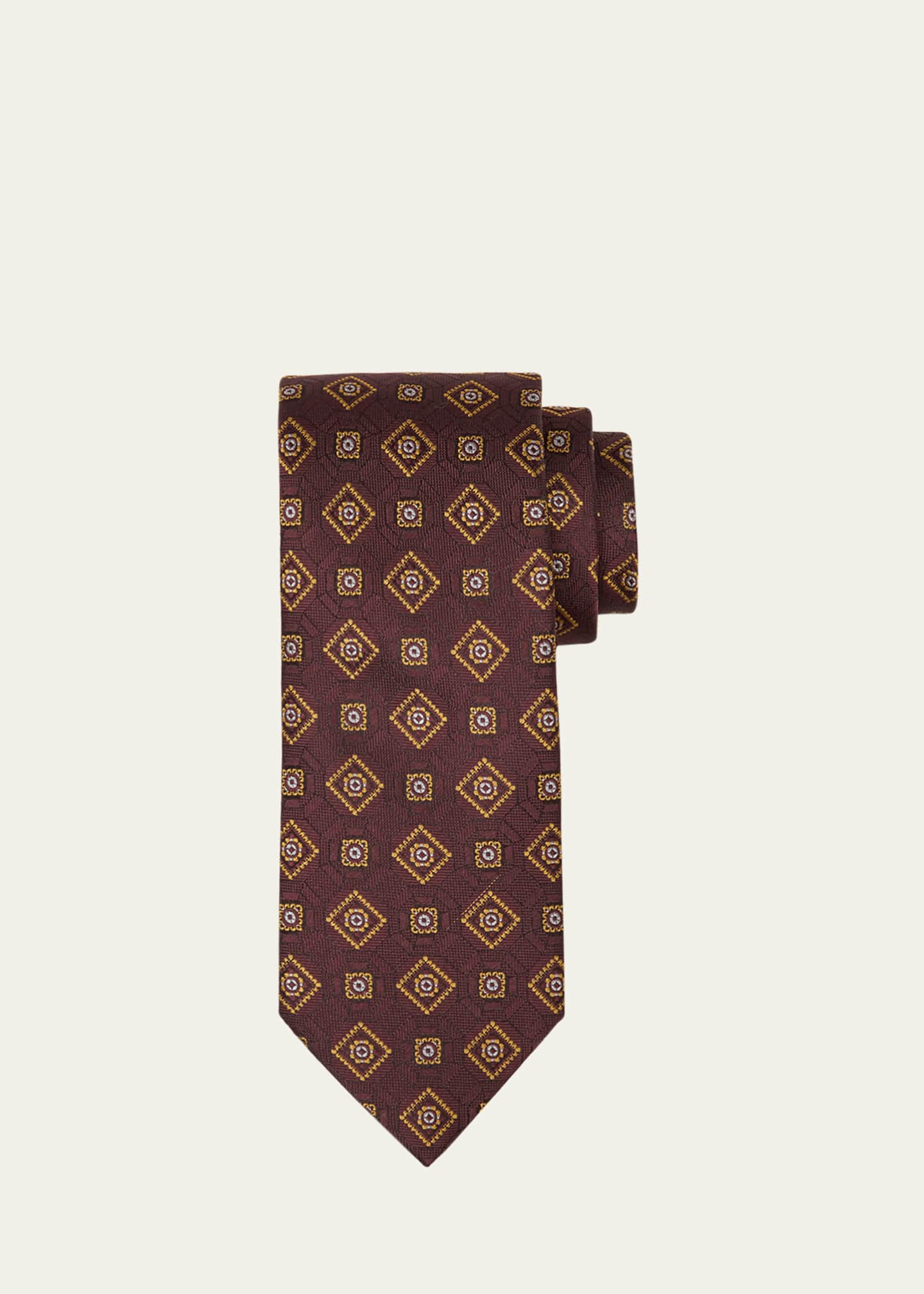 Brioni Men's Silk Medallion-Print Tie