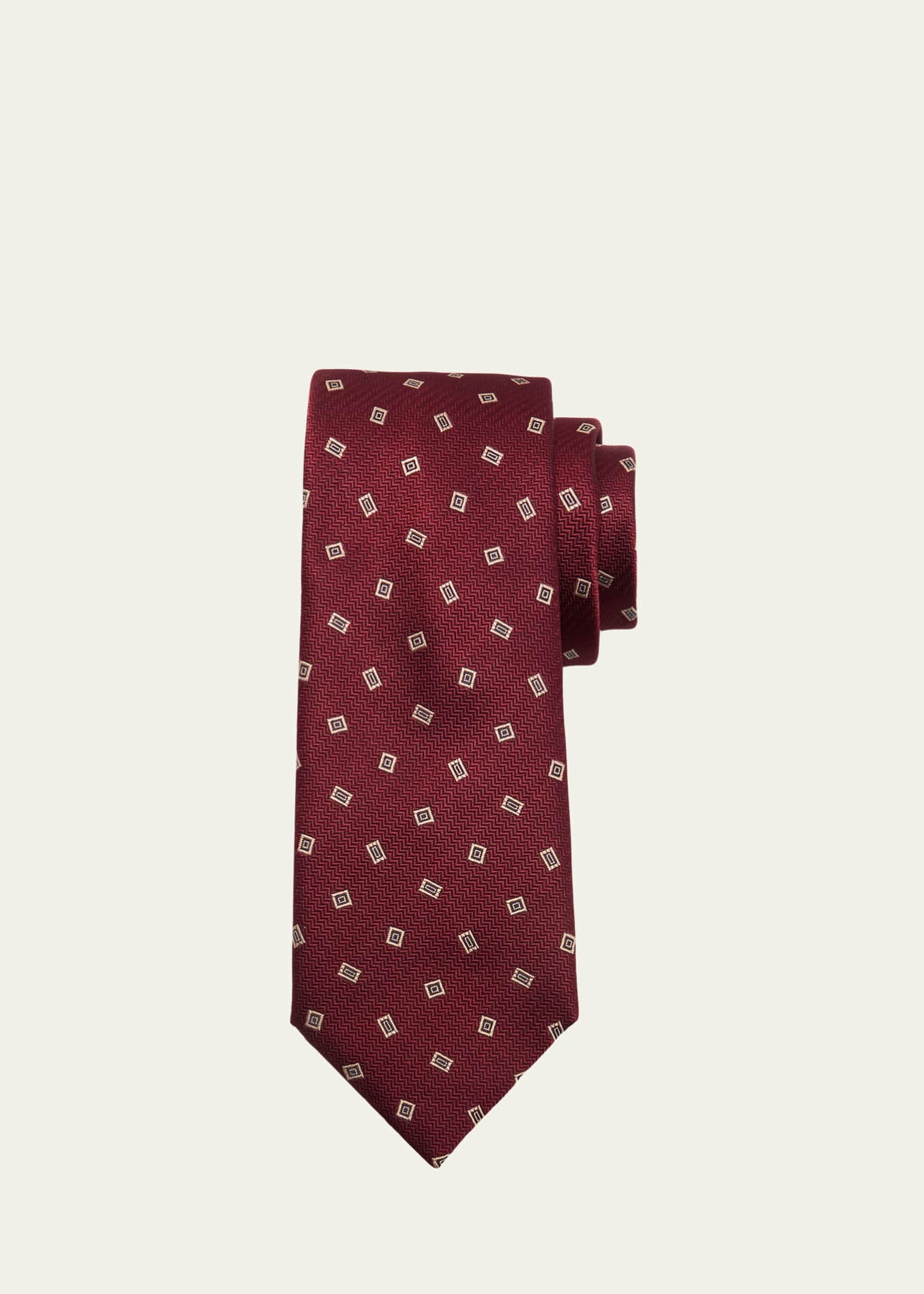 Brioni Men's Tossed Rectangles Silk Tie