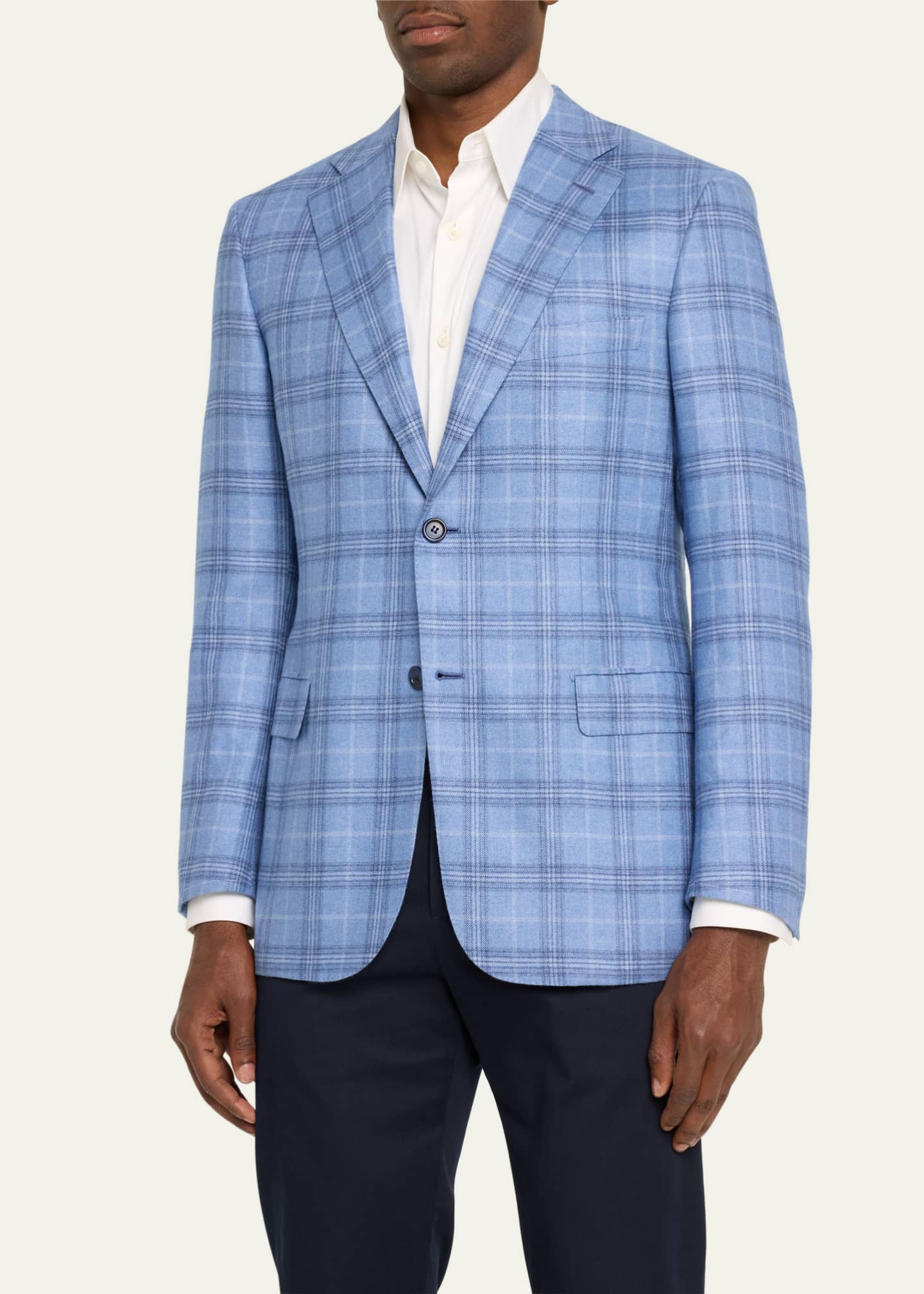 Brioni Men's Silk-Cashmere Plaid Sport Coat Image 4 of 5