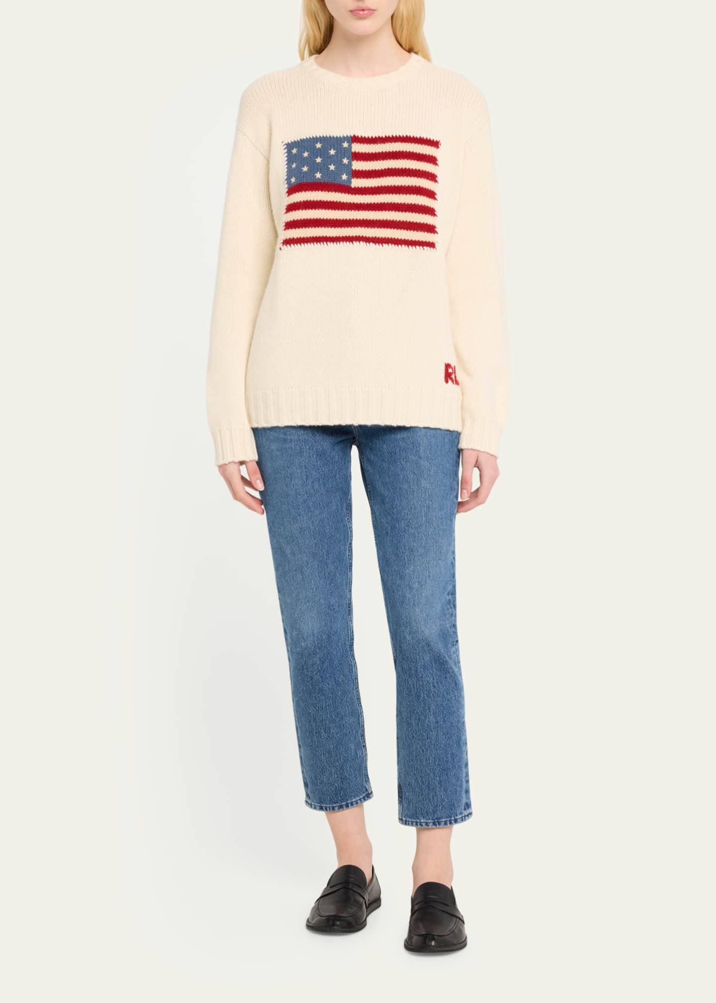 Ralph Lauren Collection Flag Crewneck Cashmere Sweater Image 2 of 5