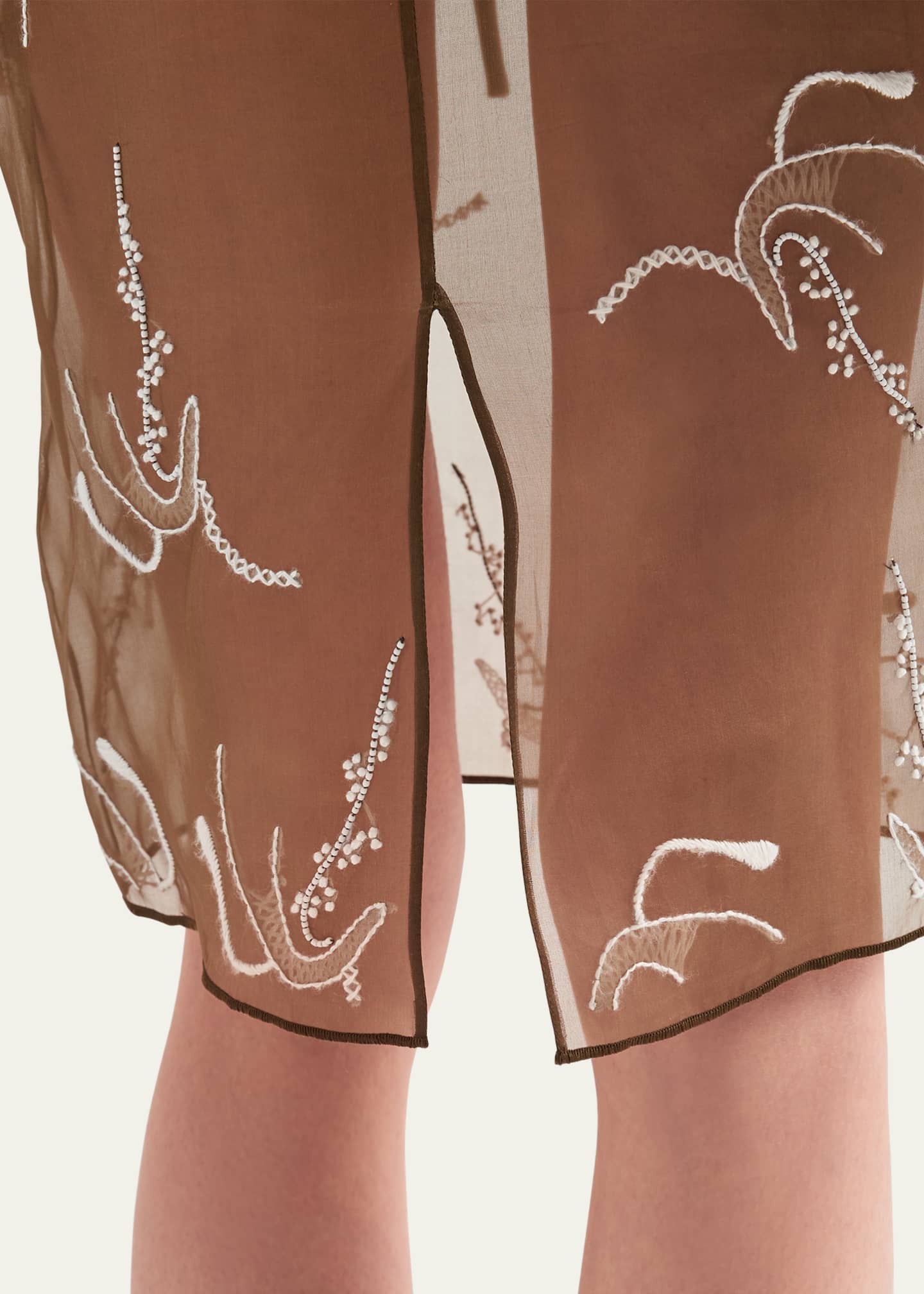 Prada Floral-Embroidered Beaded Organza Dress Image 4 of 4