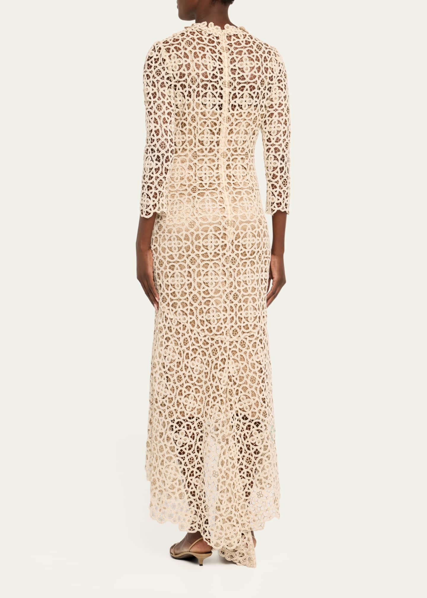 Rickie Freeman for Teri Jon High-Low Stretch Crochet Maxi Dress Image 3 of 5