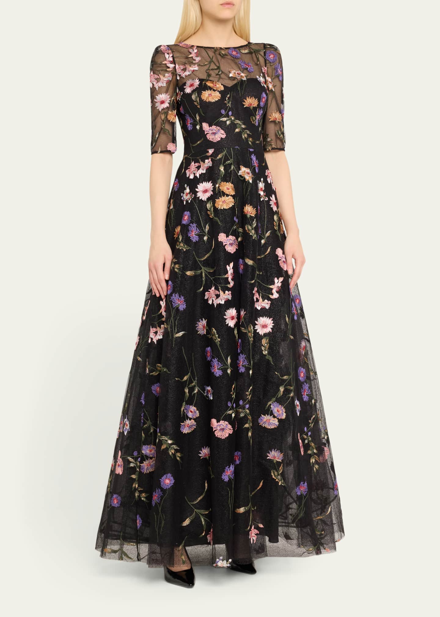 Rickie freeman for teri jon beaded lace & tulle gown hot sale
