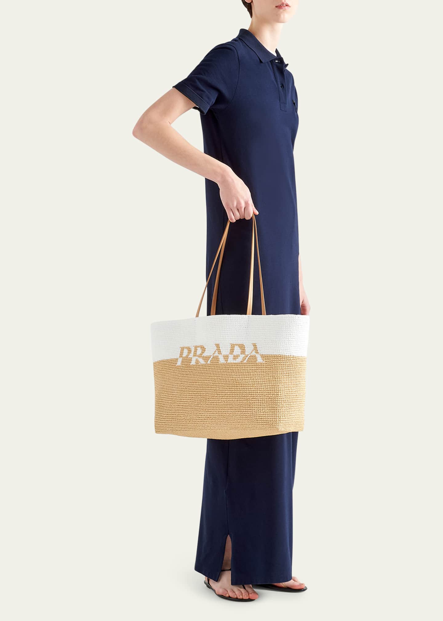 Prada Logo Two-Tone Tote Bag Image 5 of 5