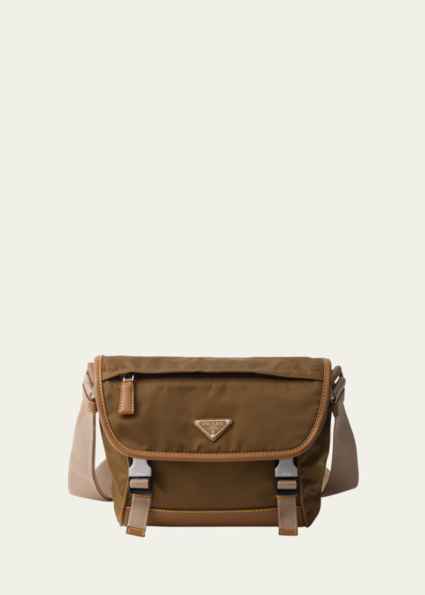 Prada Men's Nylon Leather-Trim Messenger Bag Image 1 of 4