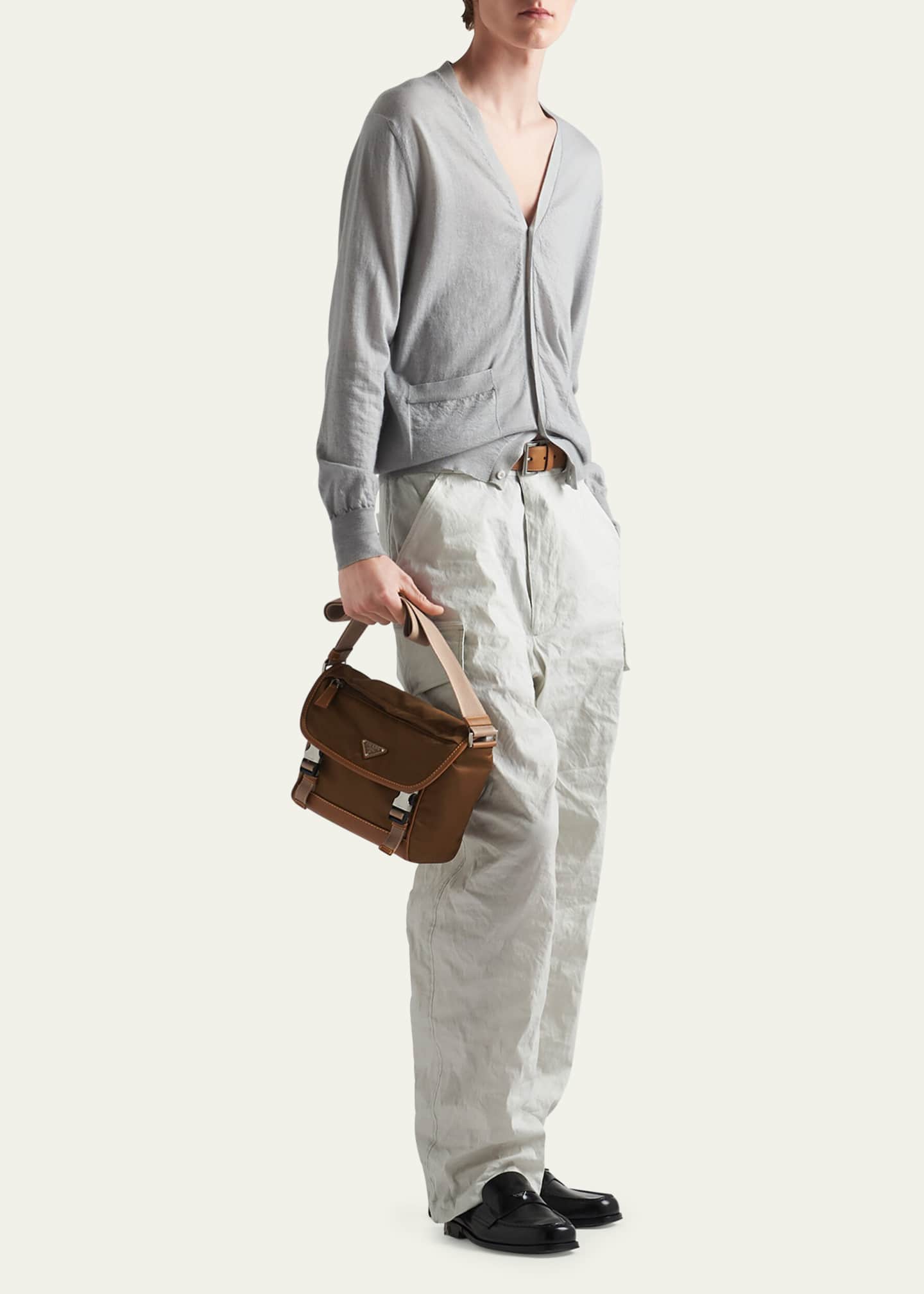 Prada Men's Nylon Leather-Trim Messenger Bag Image 4 of 4