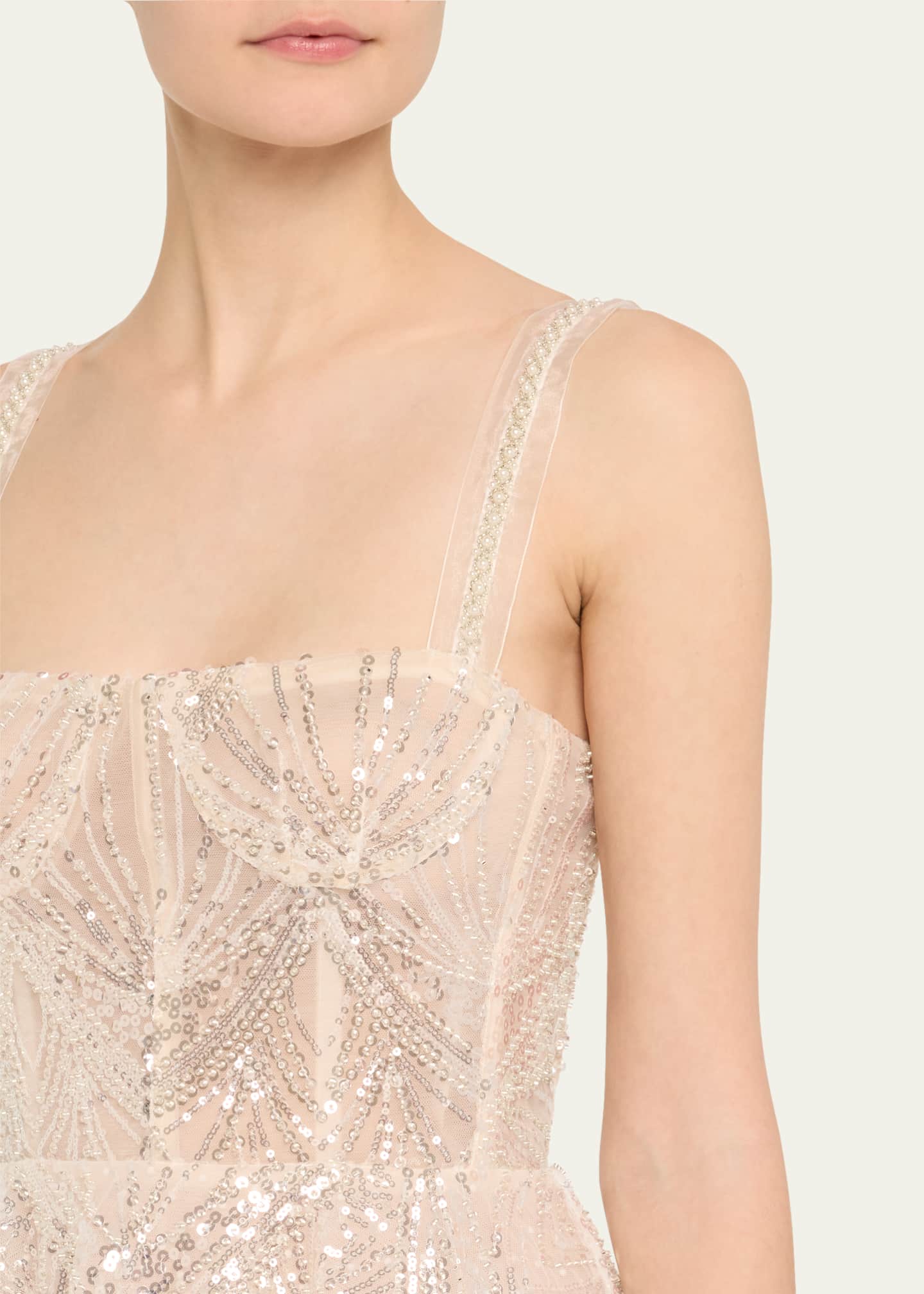 Bronx and Banco Mademoiselle Beaded Feather-Trim Mini Dress Image 5 of 5