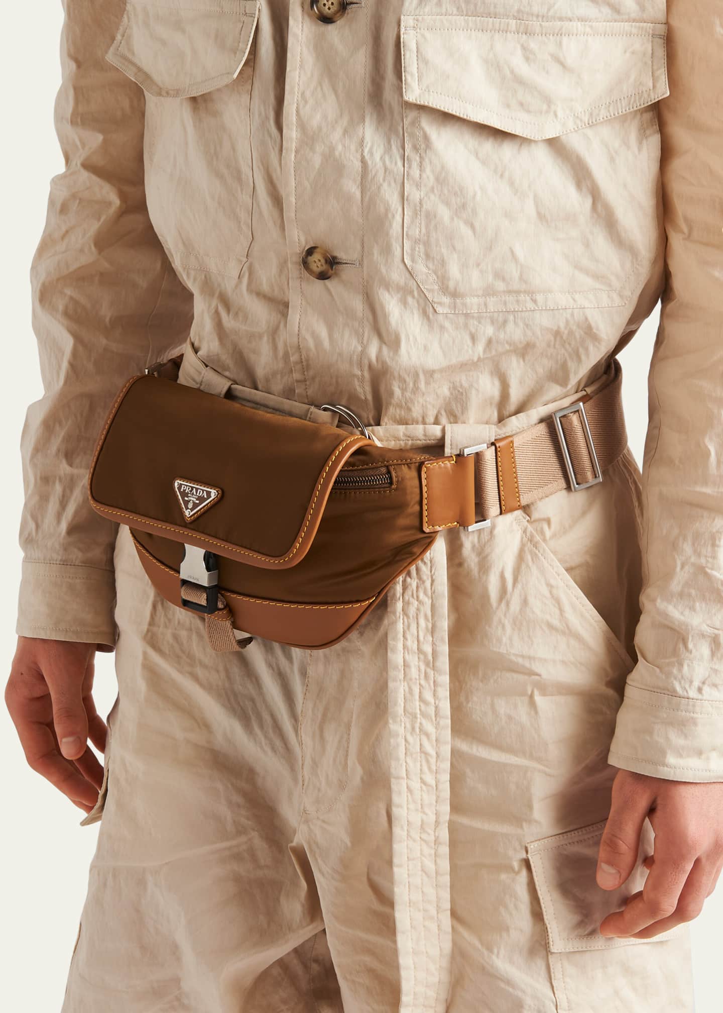 Prada Men's Re-Nylon and Leather Shoulder Bag Image 2 of 4