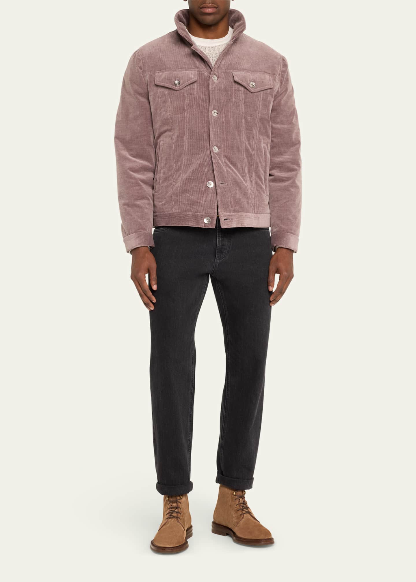 Brunello Cucinelli Men's Suede Lace-Up Boots Image 3 of 5