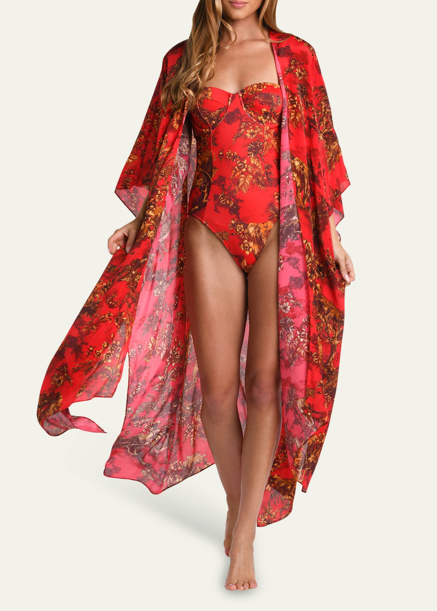 Red maxi kimono online