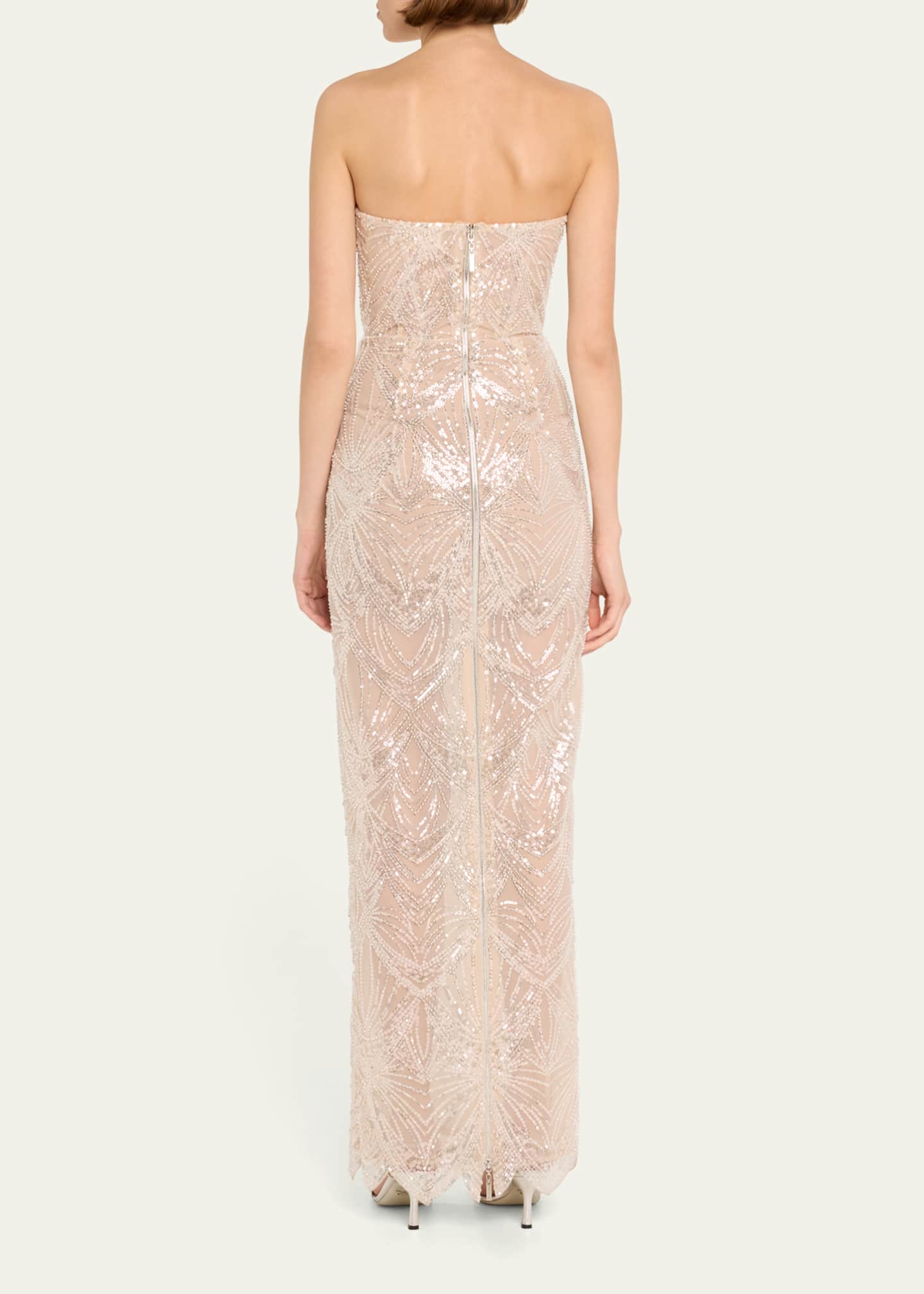 Bronx and Banco Giselle Blanc Strapless Bead & Sequin Gown Image 3 of 5