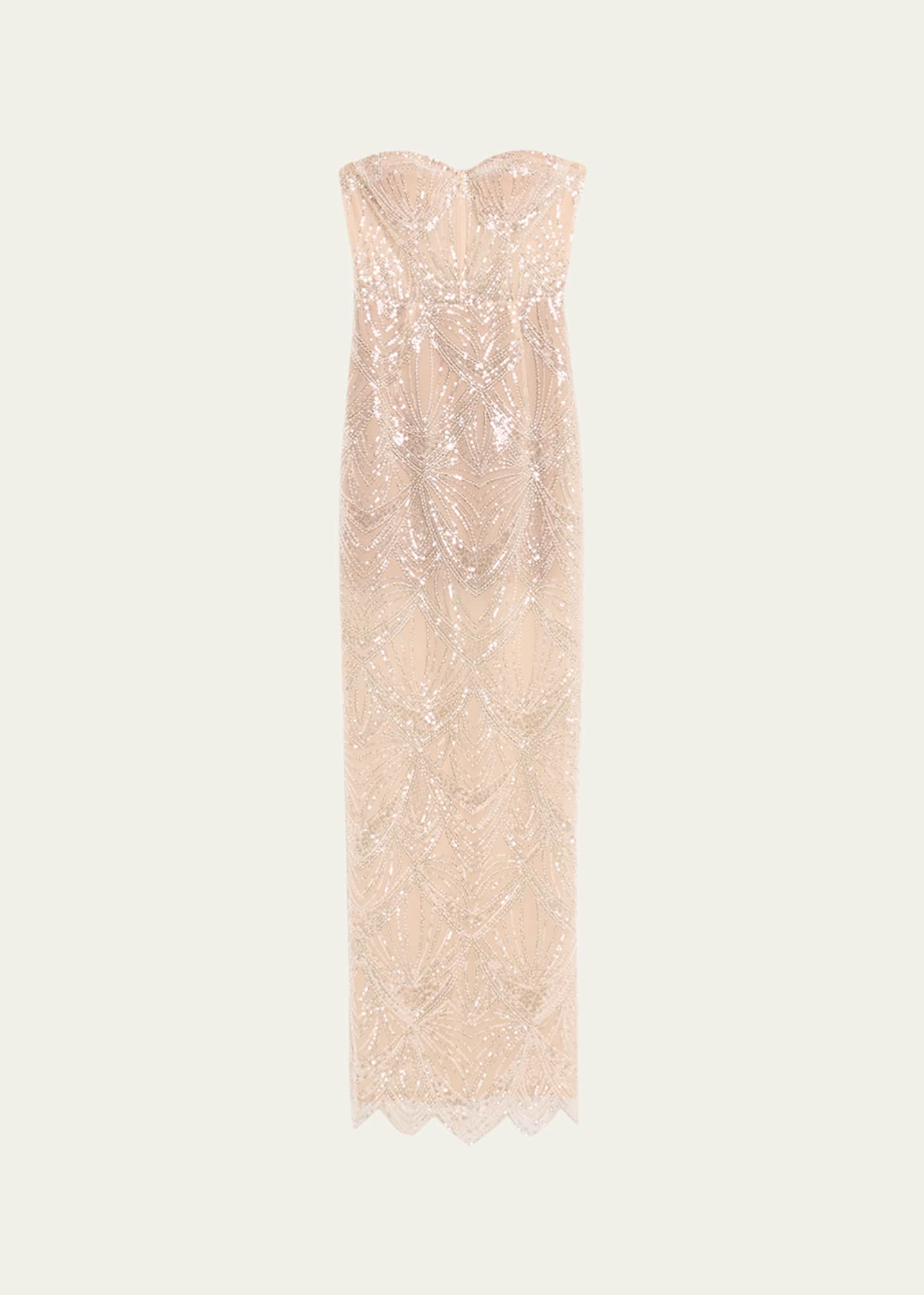 Bronx and Banco Giselle Blanc Strapless Bead & Sequin Gown Image 1 of 5