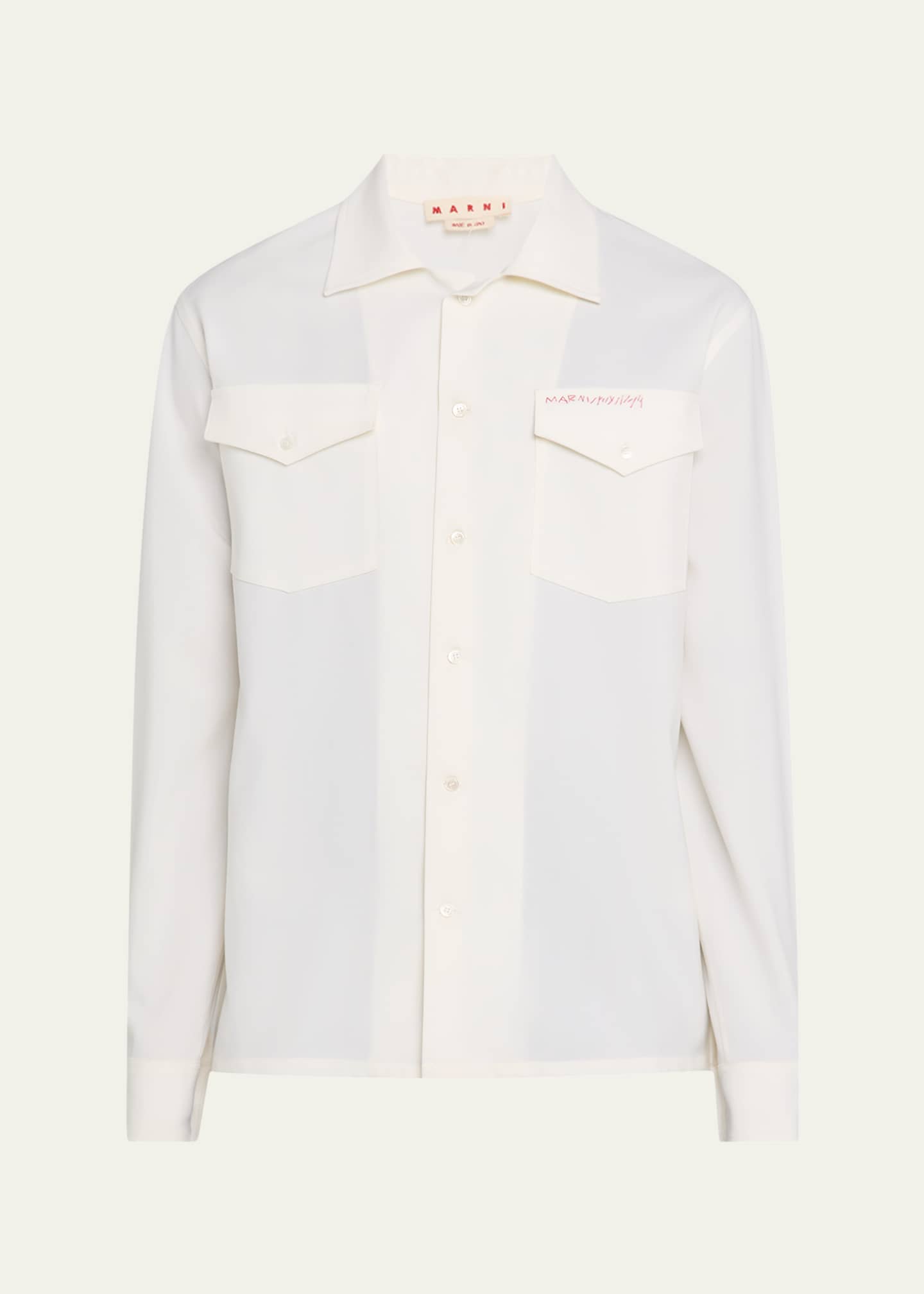 Marni Men's Embroidered Logo Sport Shirt Image 1 of 5