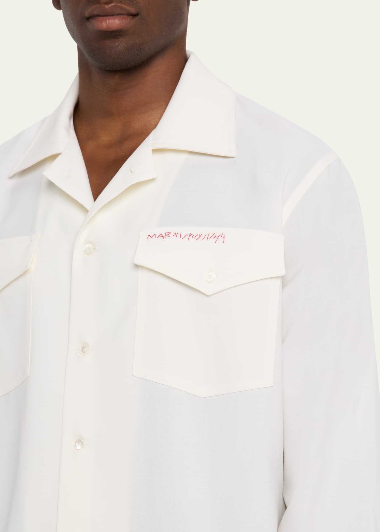 Marni Men's Embroidered Logo Sport Shirt Image 5 of 5