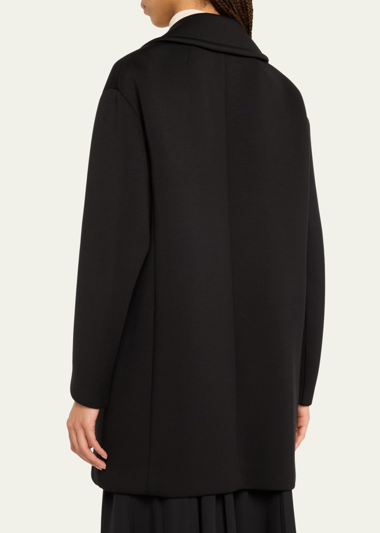 'S Max Mara GRADI Viscose Jersey Long double-breasted pea coat Jacket outerwear black XS