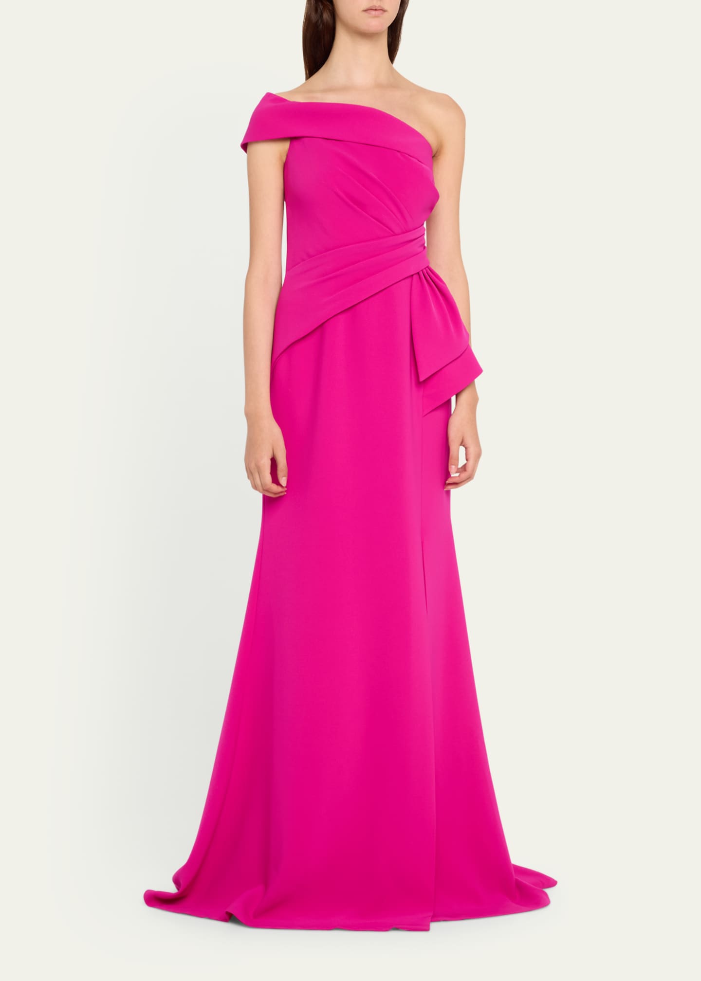 Rickie Freeman for Teri Jon Pleated One-Shoulder Crepe Gown Image 4 of 5