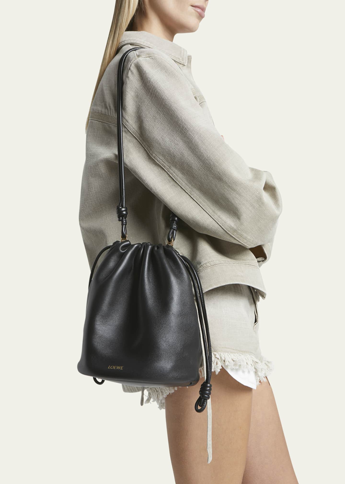 Loewe x Paula s Ibiza Flamenco Bucket Bag in Napa Leather with Chain Bergdorf Goodman