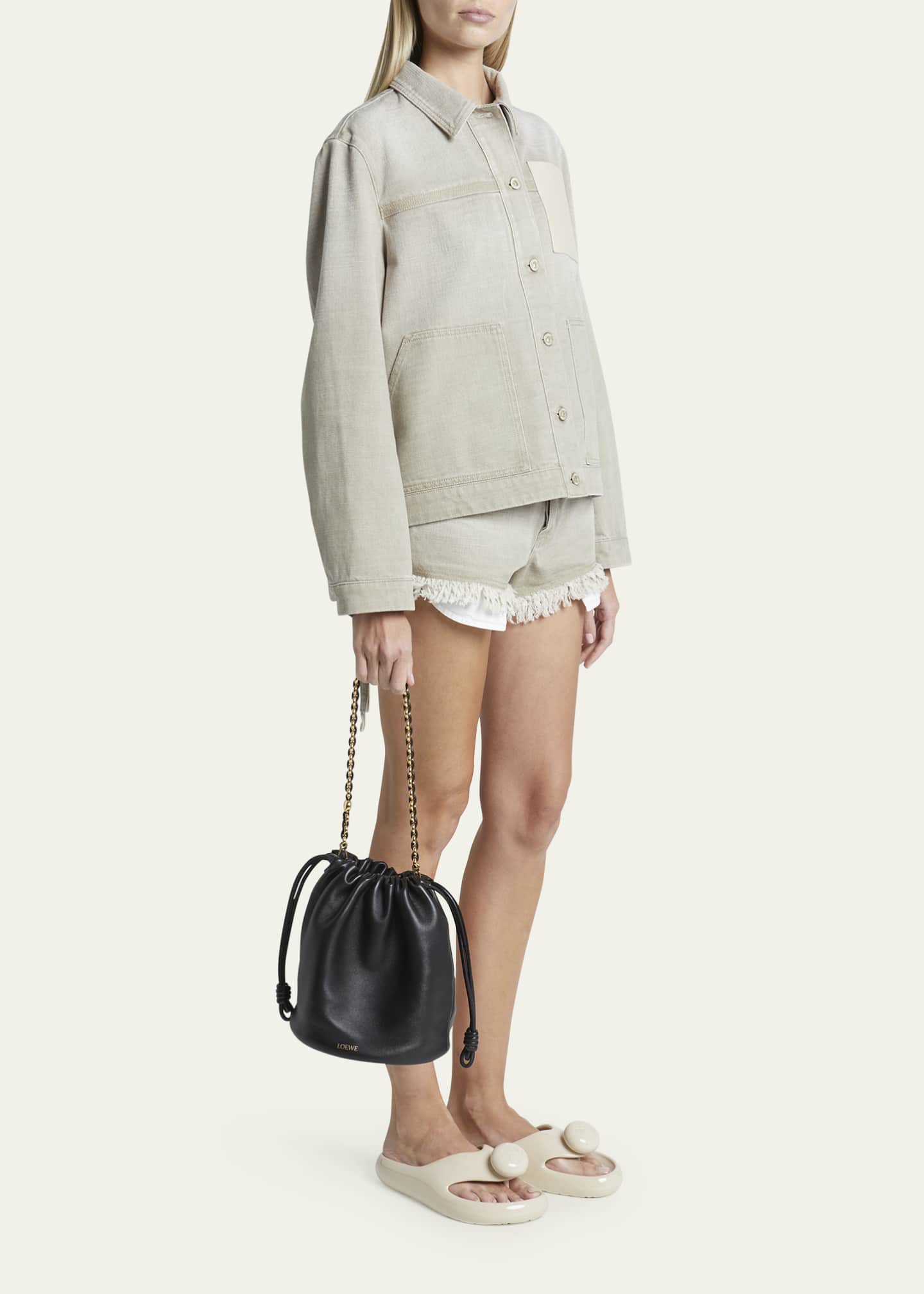 Loewe x Paula’s Ibiza Flamenco Bucket Bag in Napa Leather with Chain Image 5 of 6