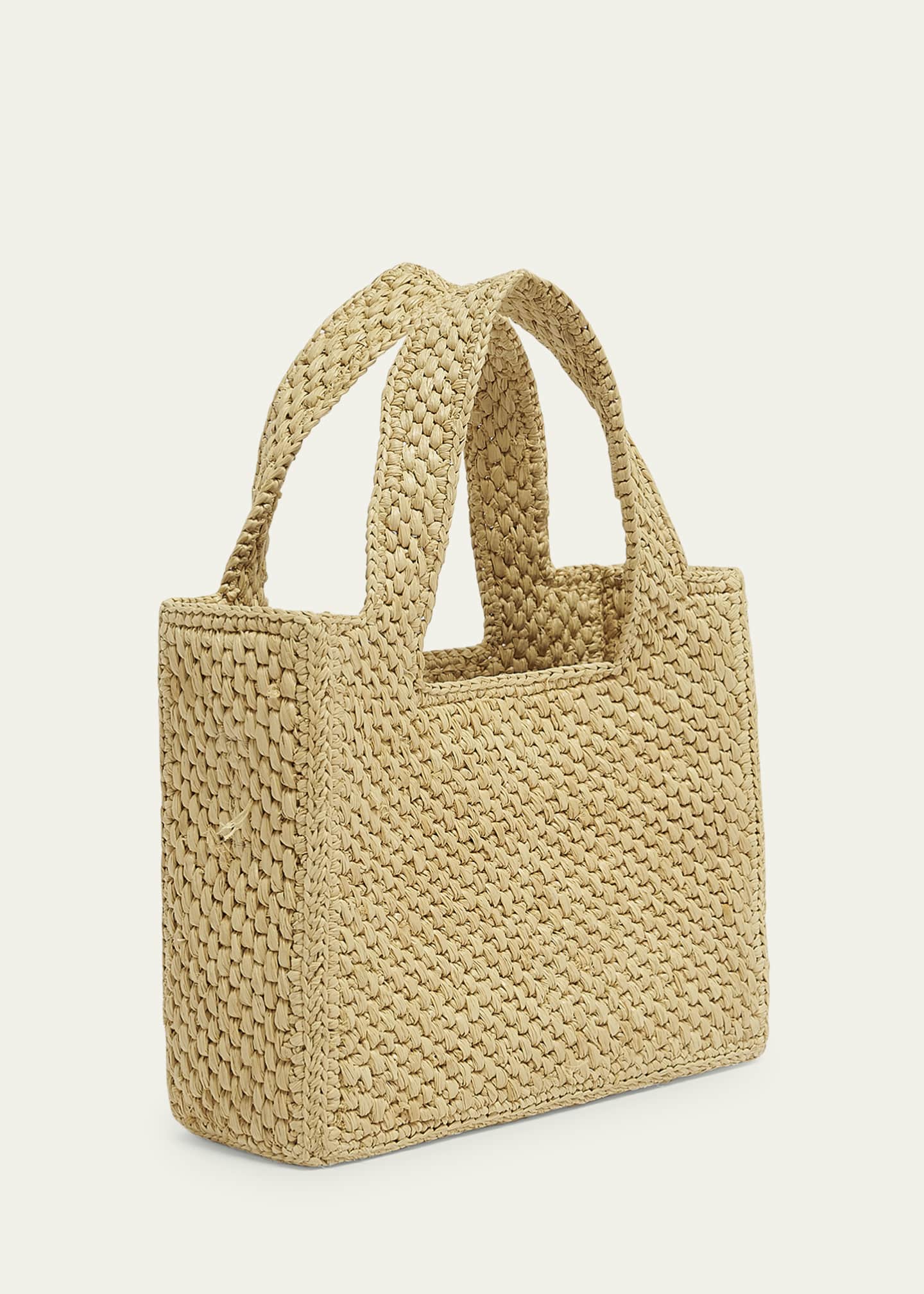 x Paula’s Ibiza Font Logo Mini Tote Bag in Raffia