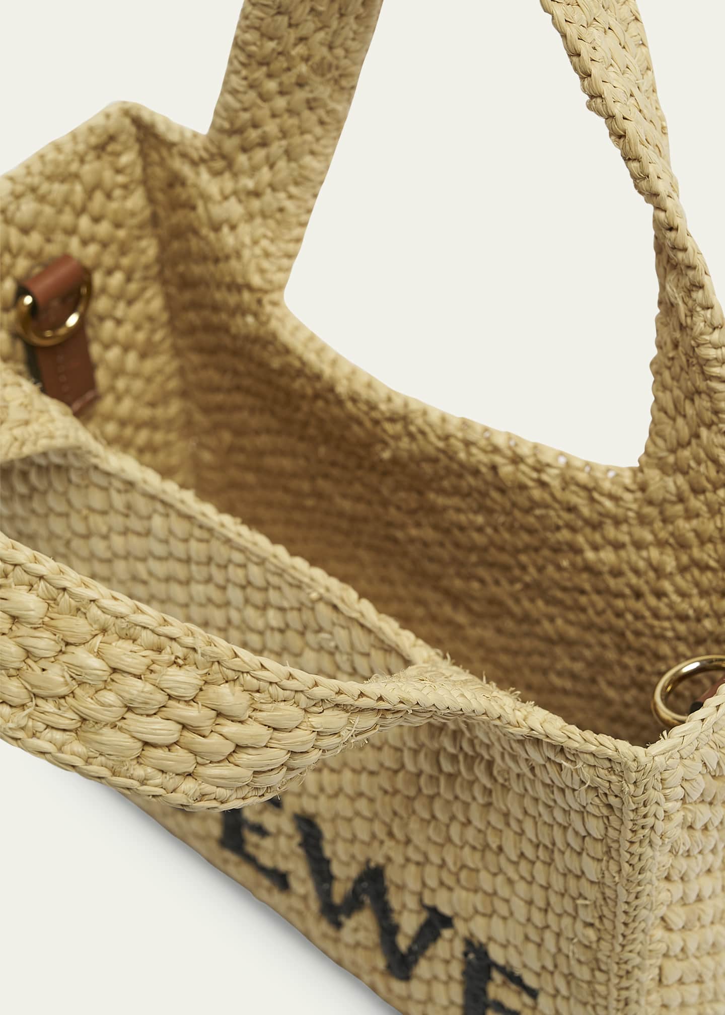 x Paula’s Ibiza Font Logo Mini Tote Bag in Raffia