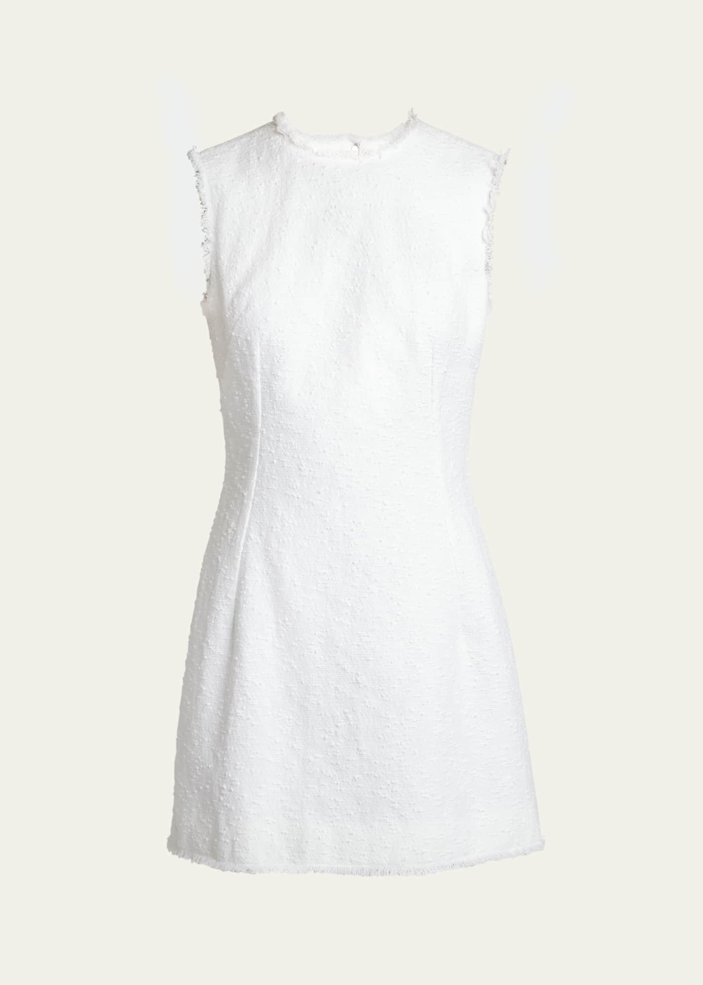 Dolce&Gabbana Rachel Linen Mini Dress with Frayed Trim Image 1 of 5