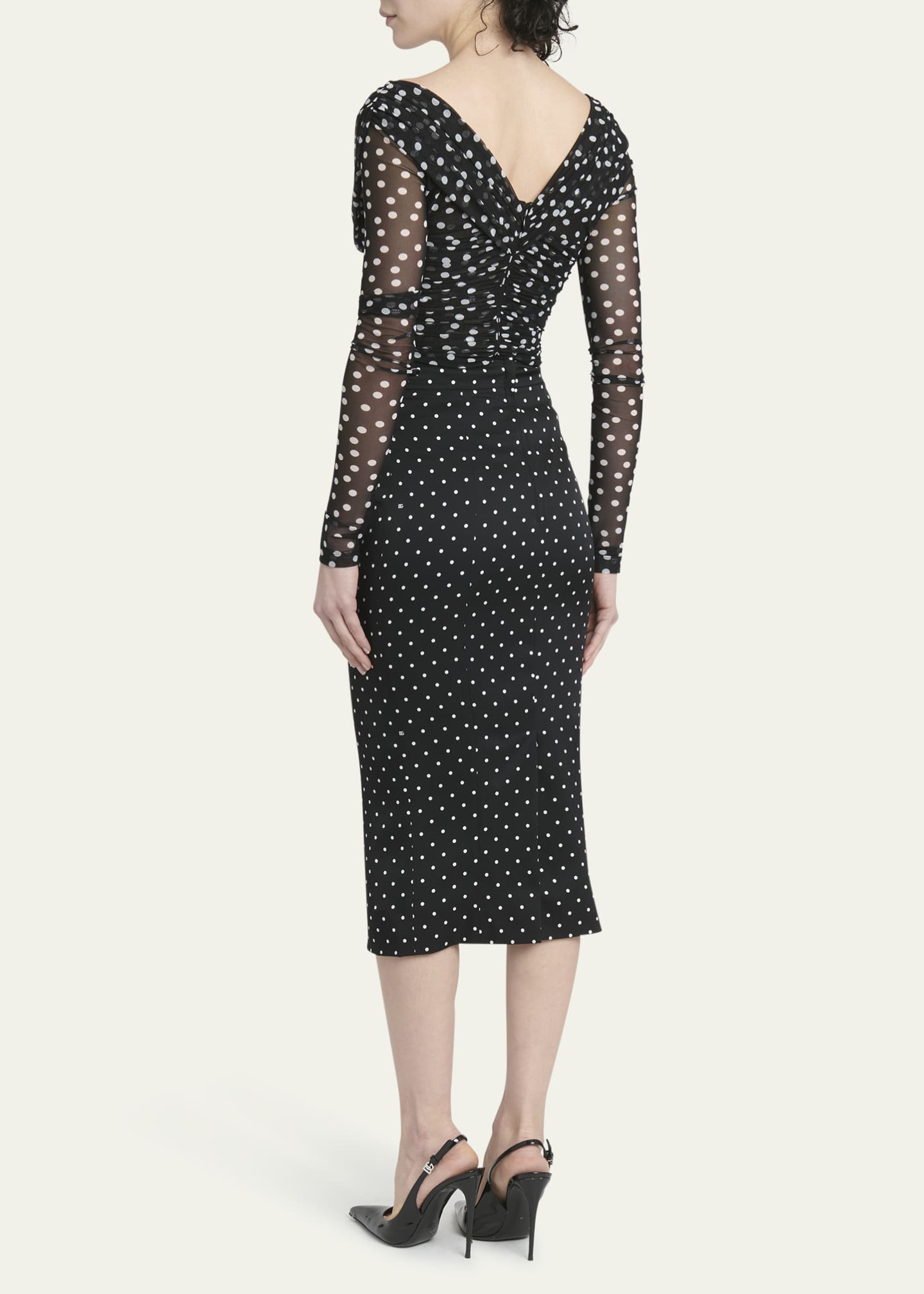 Dolce&Gabbana Polka-Dot Pencil Midi Skirt Image 3 of 5