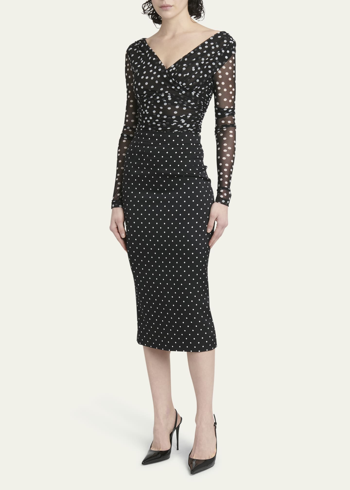Dolce&Gabbana Polka-Dot Pencil Midi Skirt Image 4 of 5