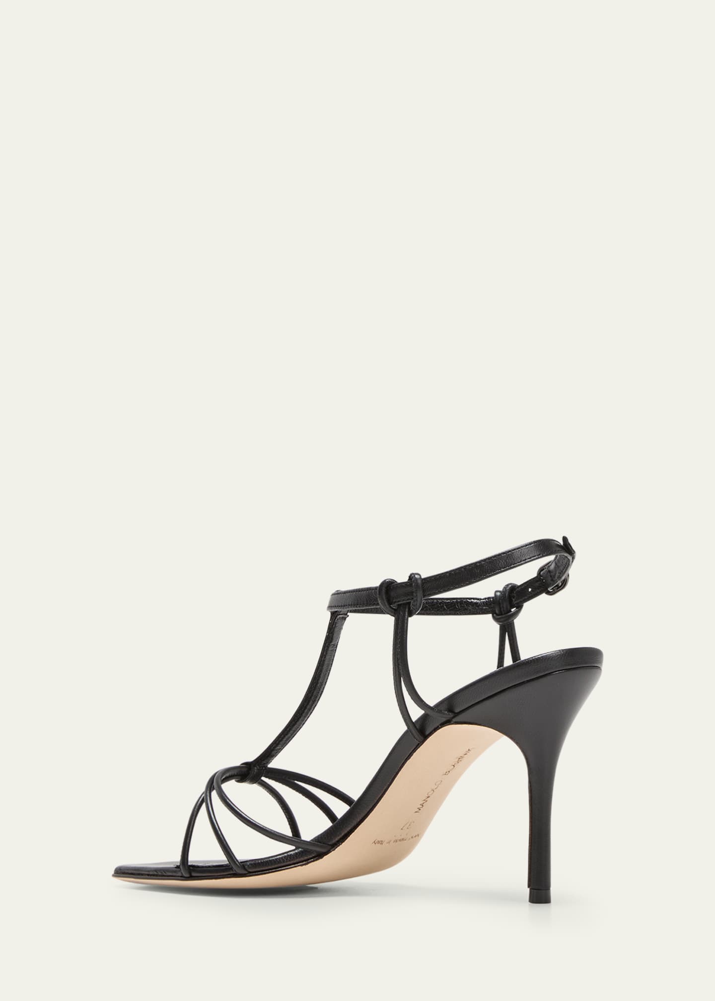 Manolo Blahnik Fabio Leather T-Strap Sandals Image 2 of 3