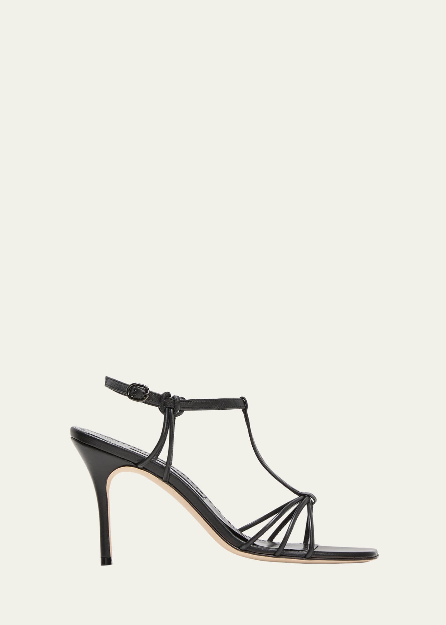 Manolo Blahnik Fabio Leather T-Strap Sandals Image 1 of 3